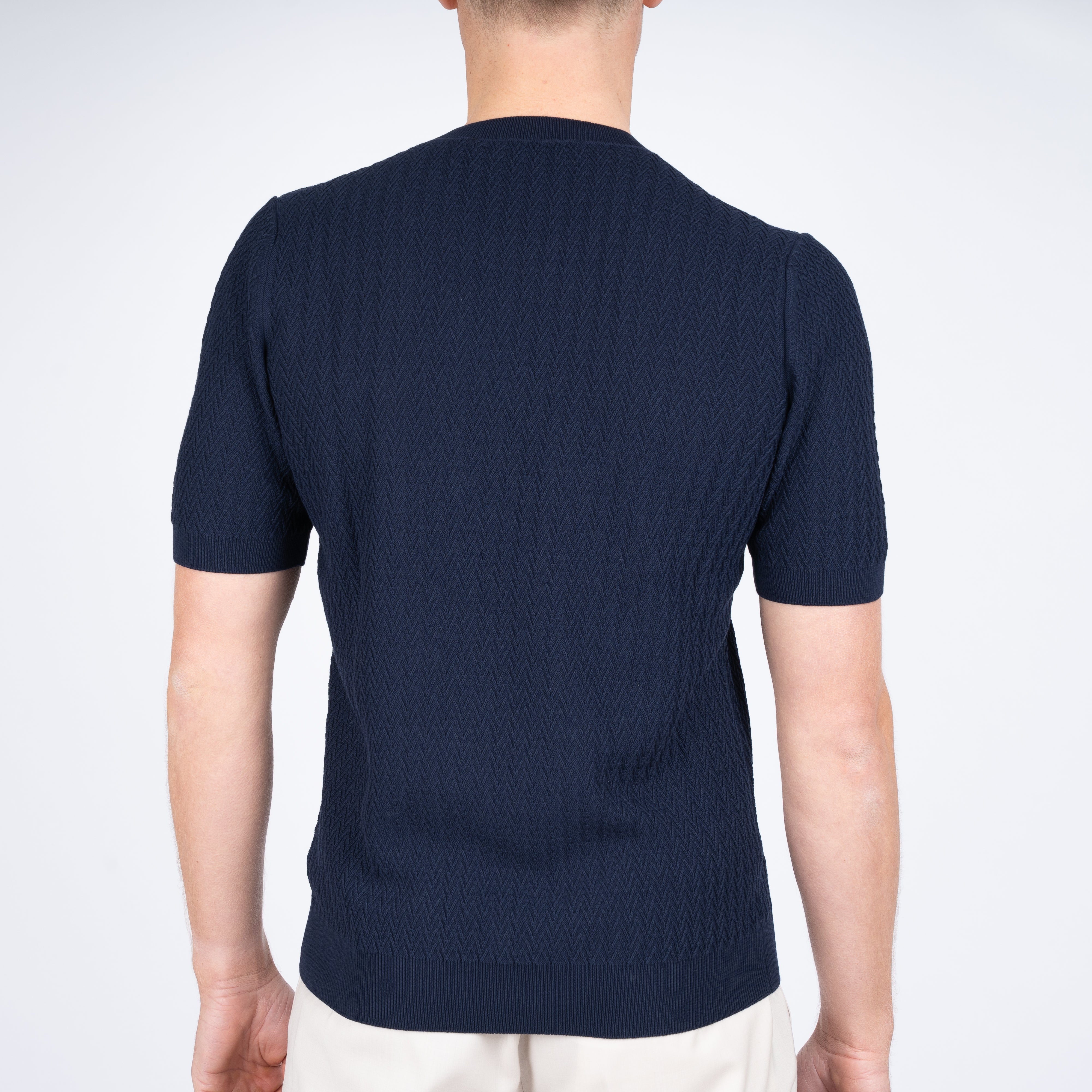 Gran Sasso Gebreid T-Shirt Blauw | Fresh Cotton