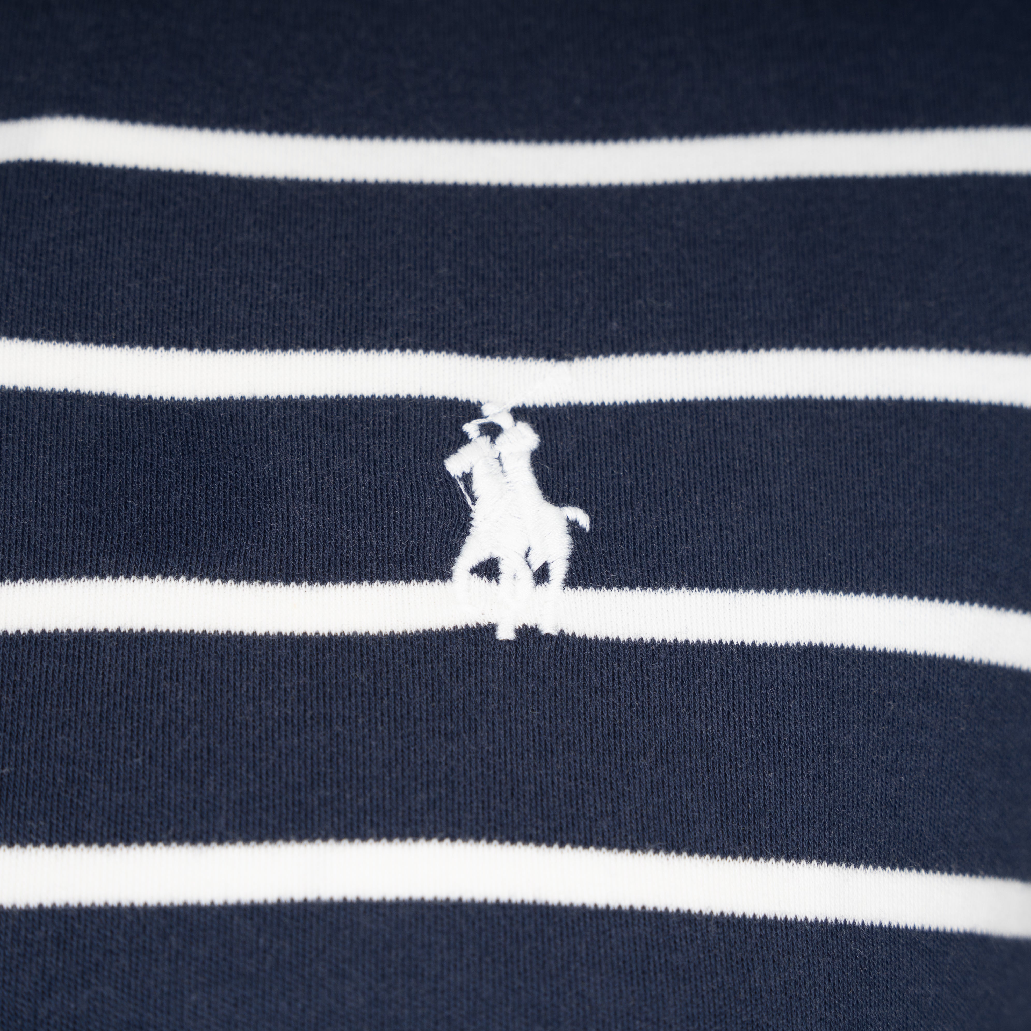 Ralph Lauren T-Shirt Blauw/Wit Gestreept | Custom Slim Fit