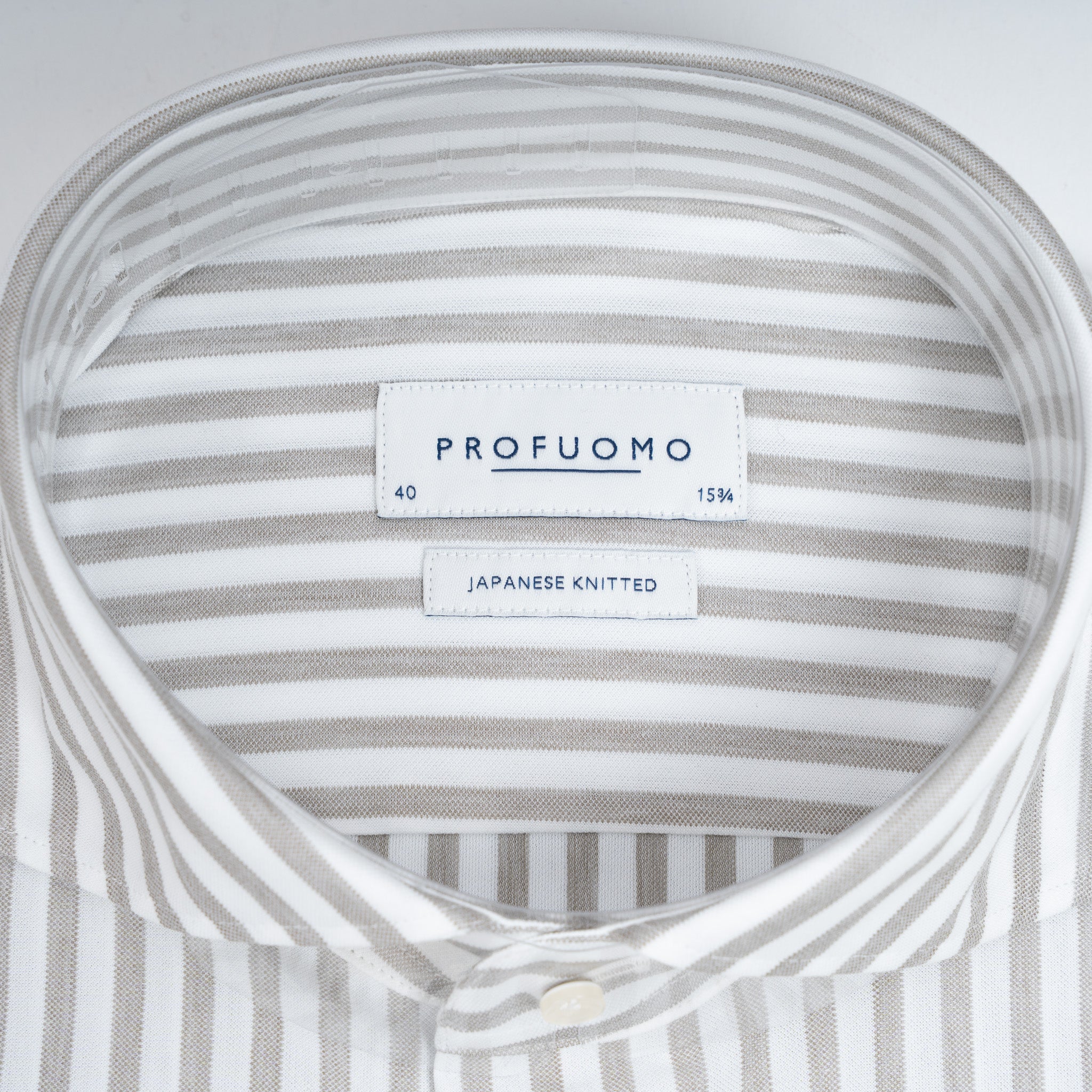 Profuomo Overhemd Beige Gestreept | Japanese Knitted