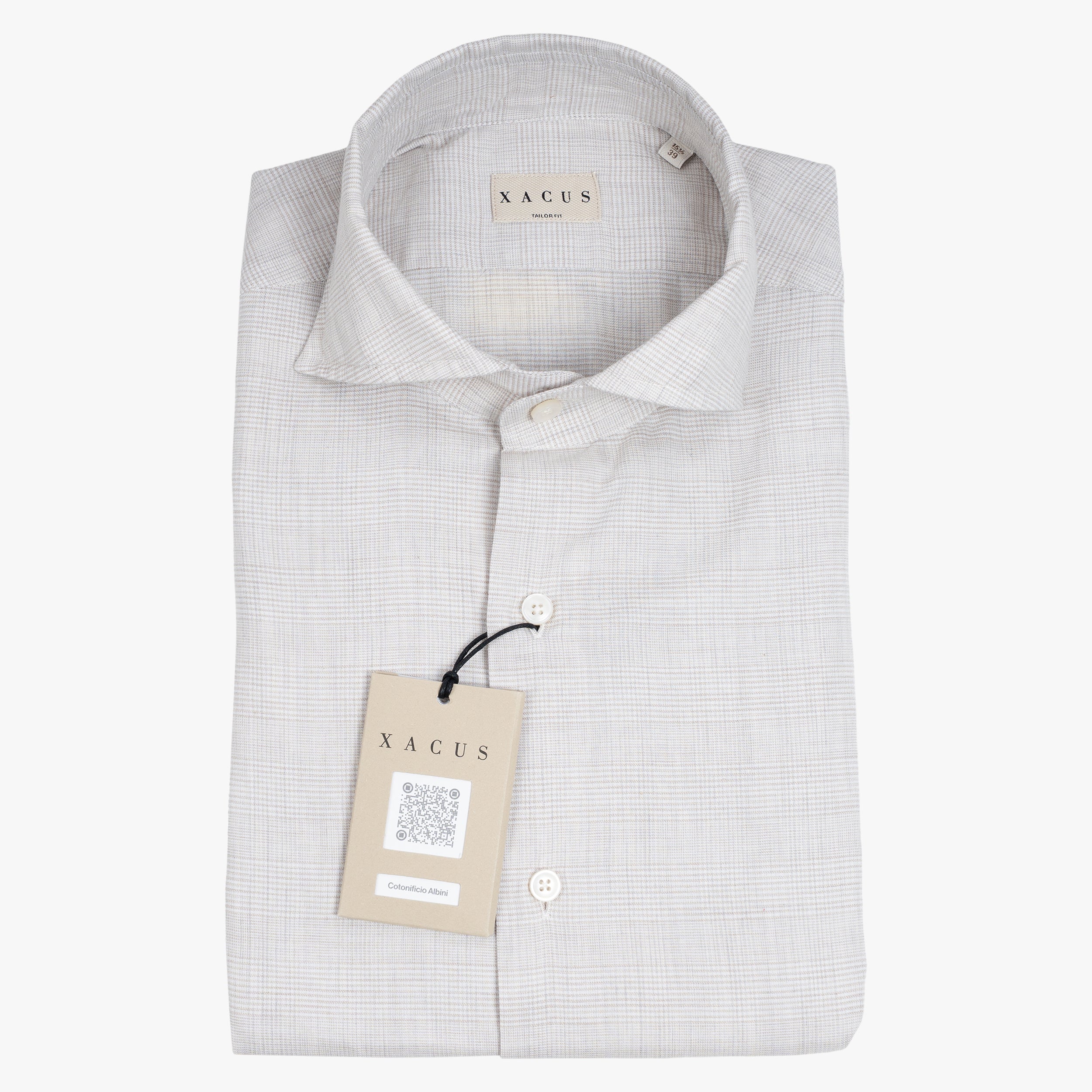 Xacus Overhemd Beige Geruit | Albini