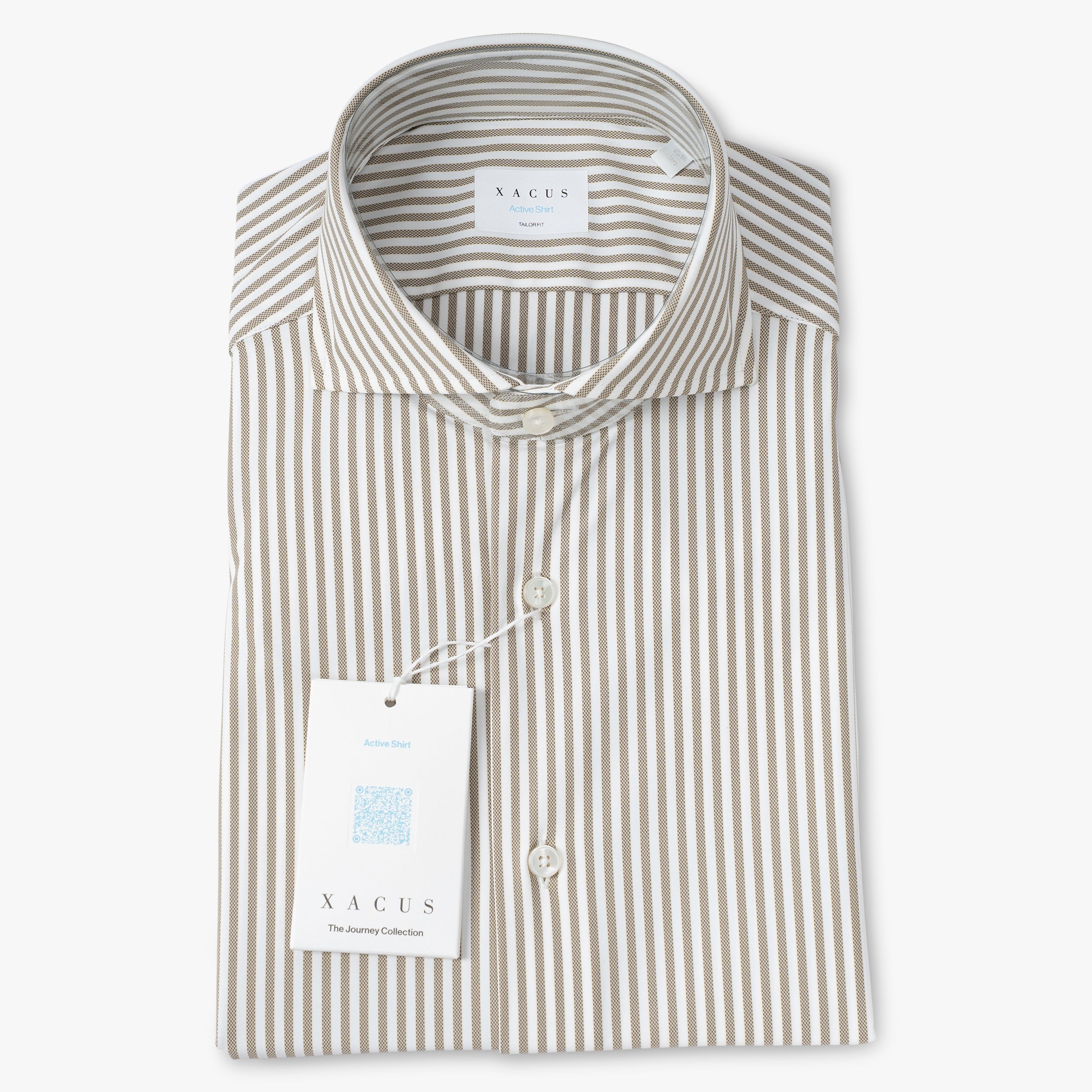 Xacus Overhemd Beige Streep | Active Shirt