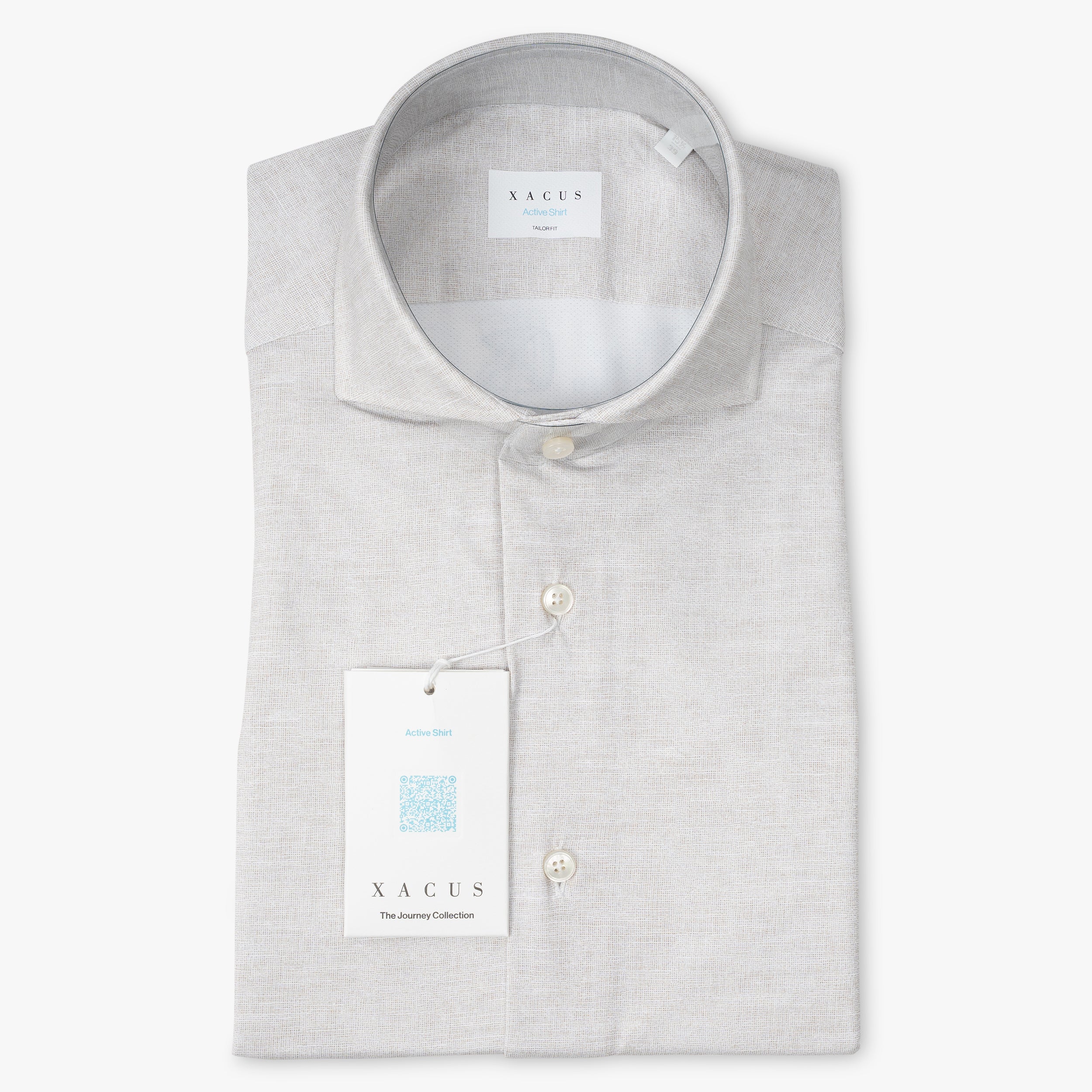 Xacus Overhemd Beige Linnen Look | Active Shirt