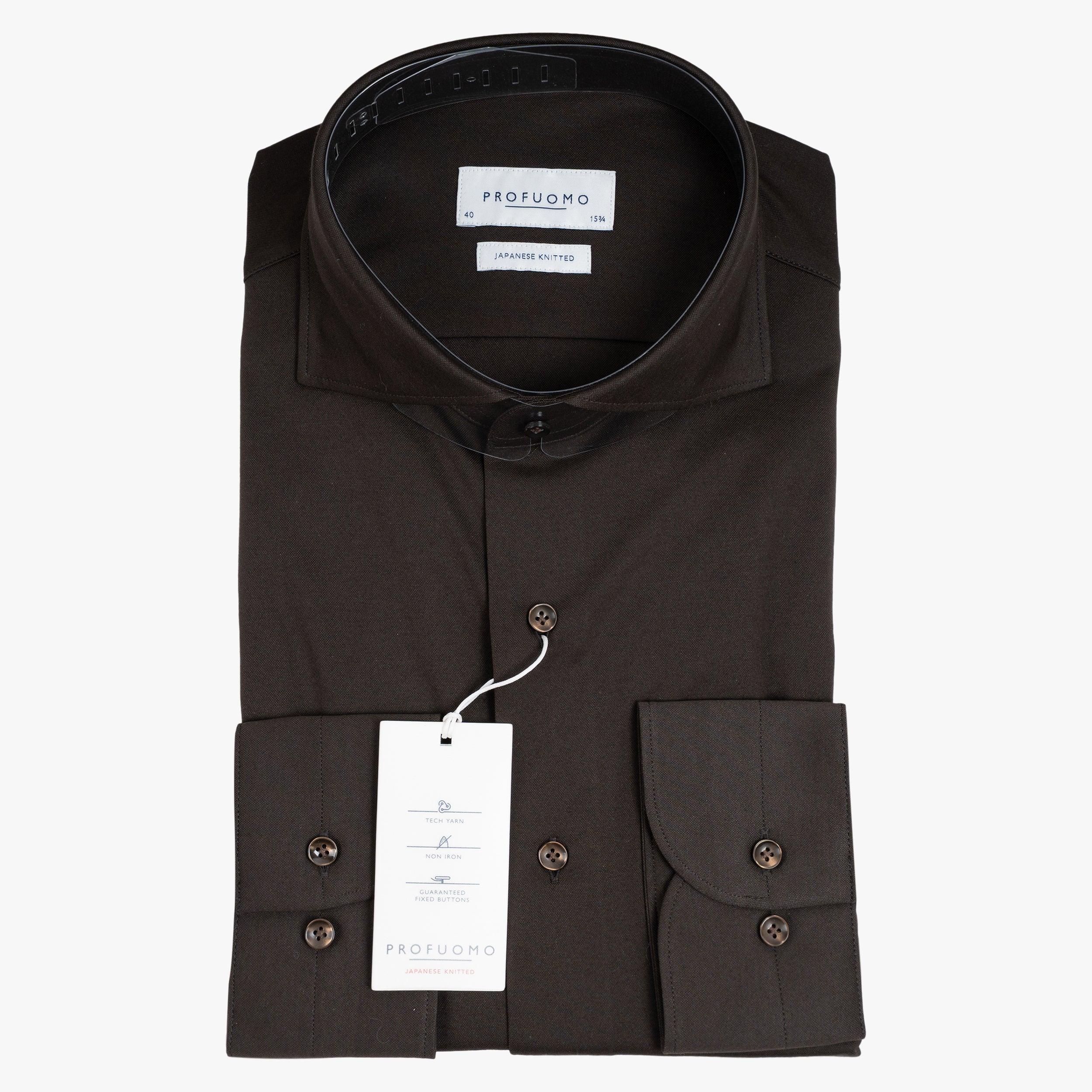 Profuomo Overhemd Bruin | Japanese Knitted