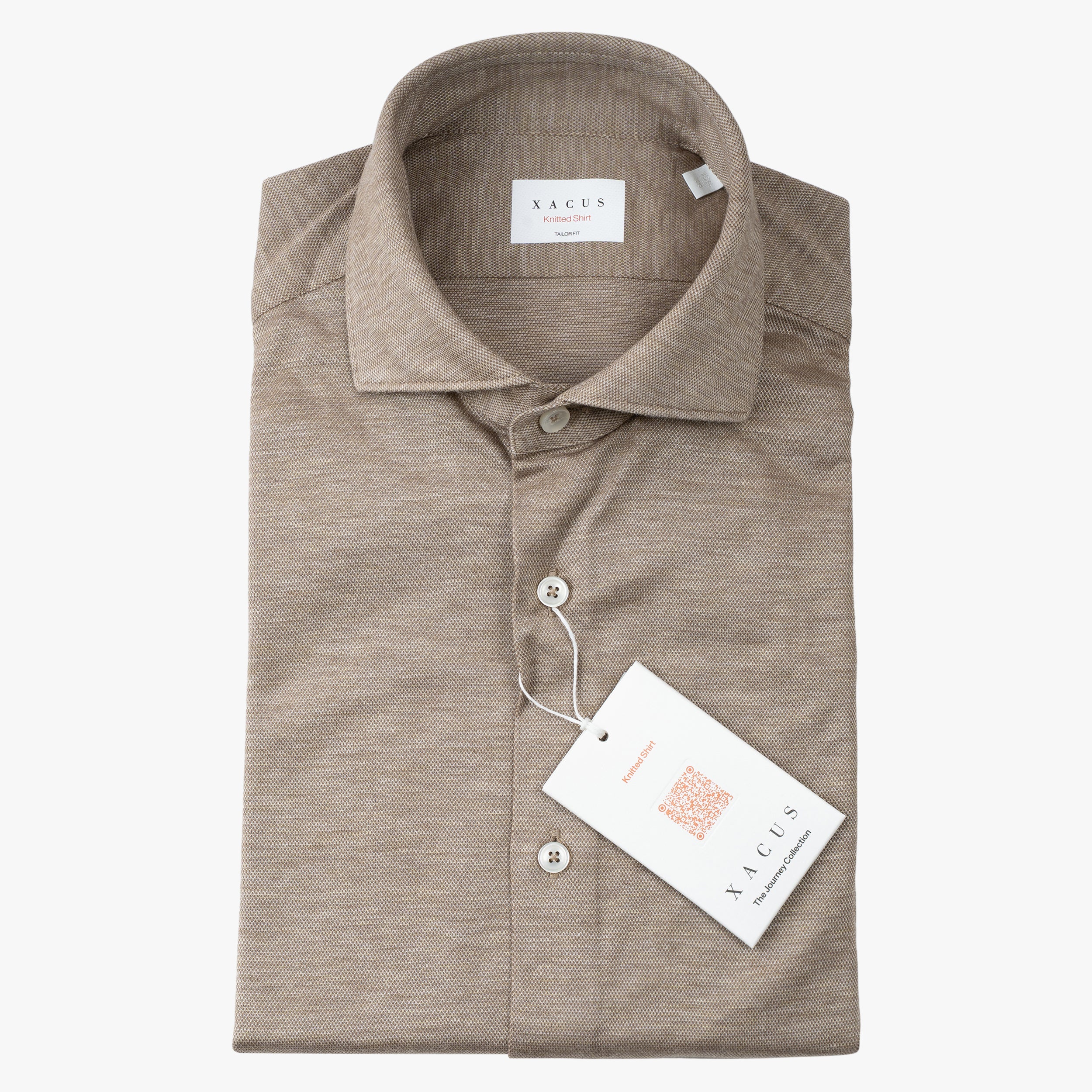 Xacus Overhemd Beige | Knitted Shirt
