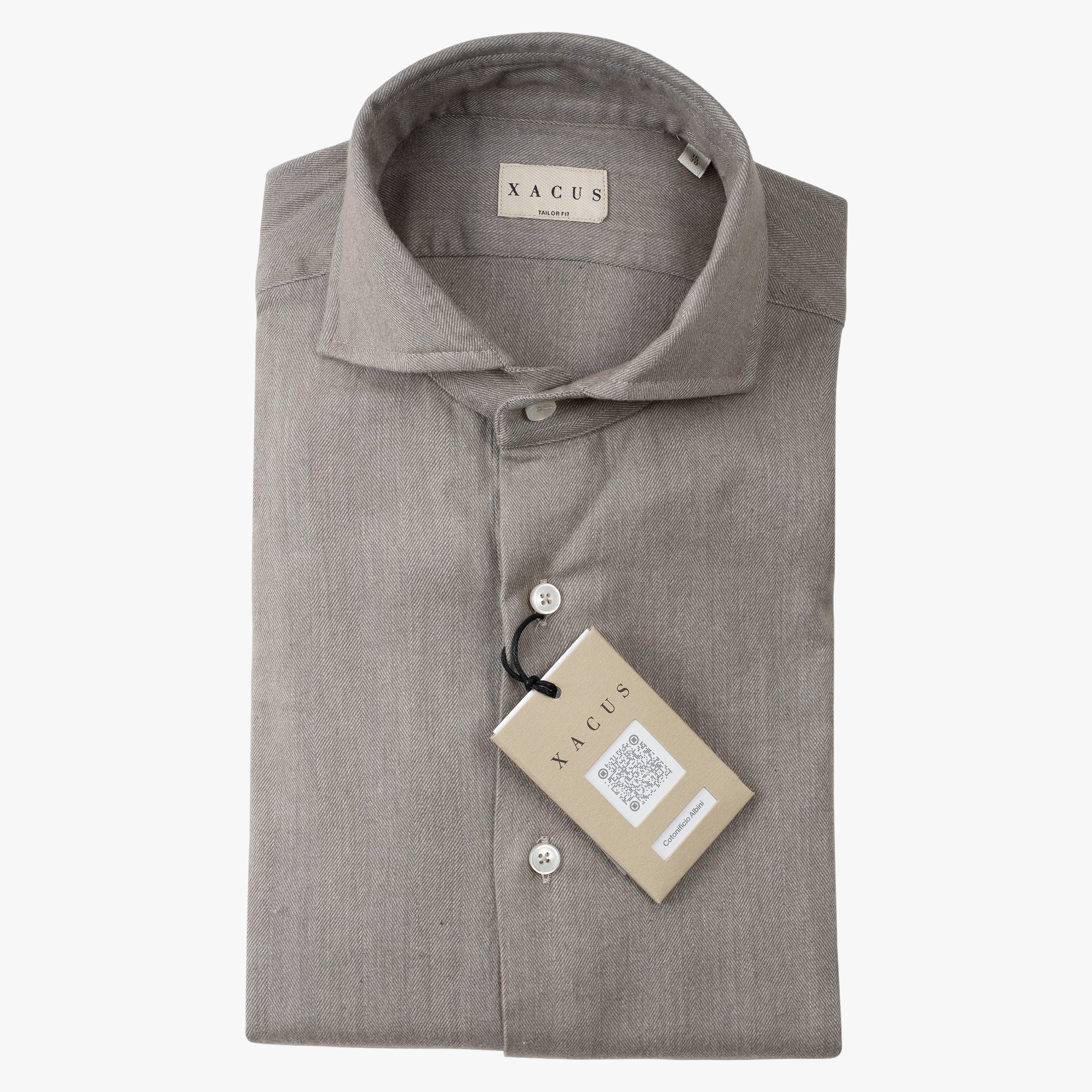 Xacus Overhemd Flannel Bruin | Albini