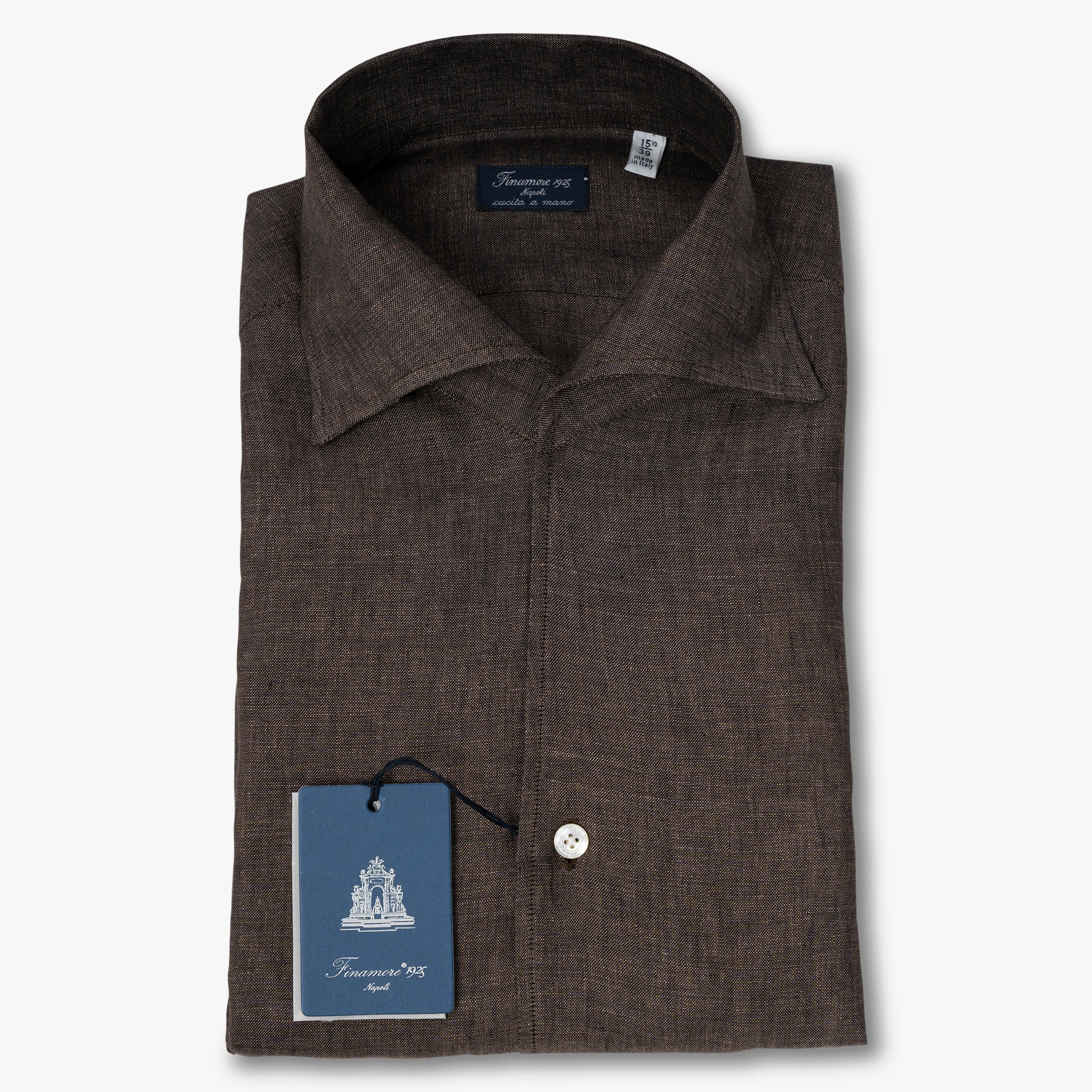 Finamore Linnen Overhemd Bruin | Ustica