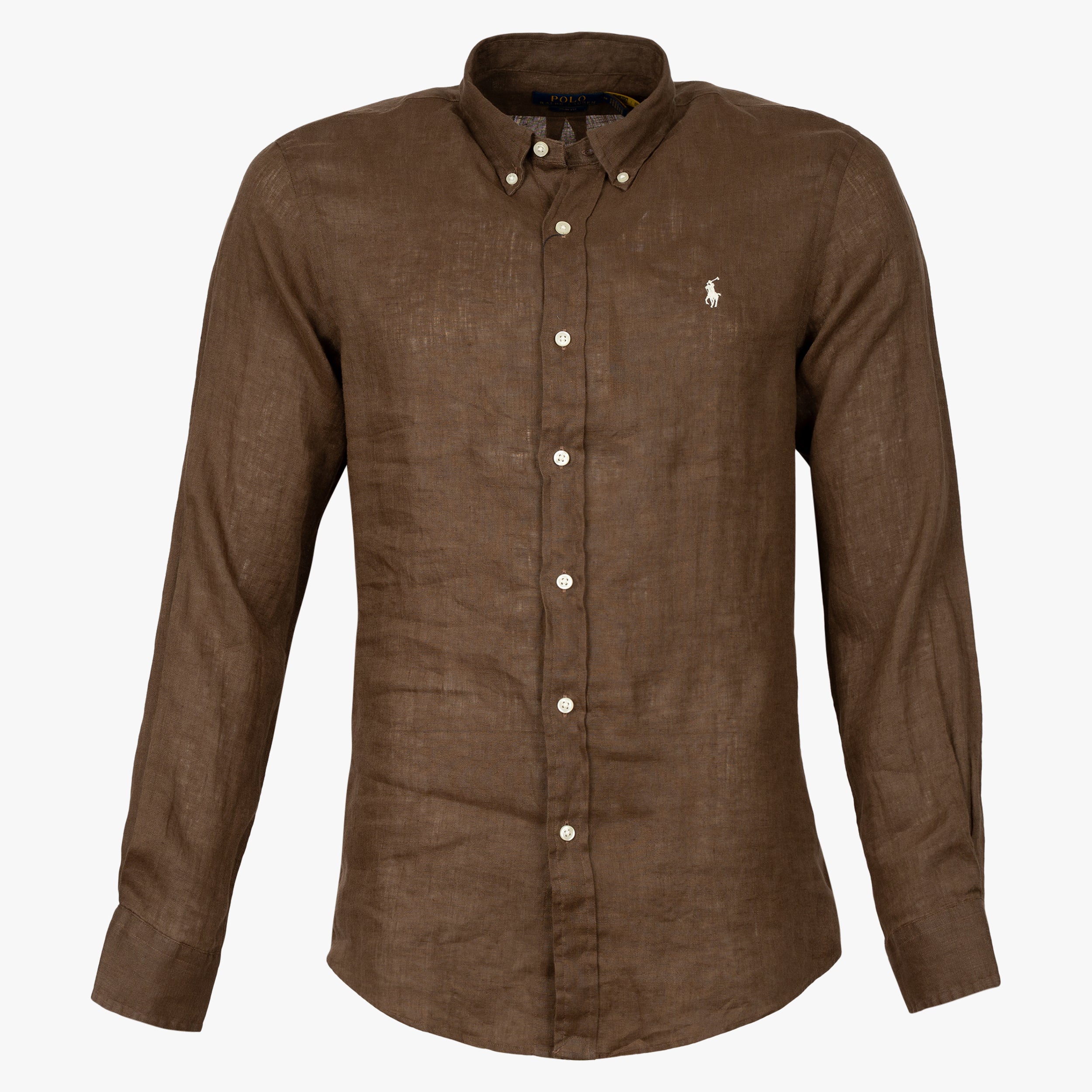 Ralph Lauren Linnen Overhemd Bruin | Slim Fit
