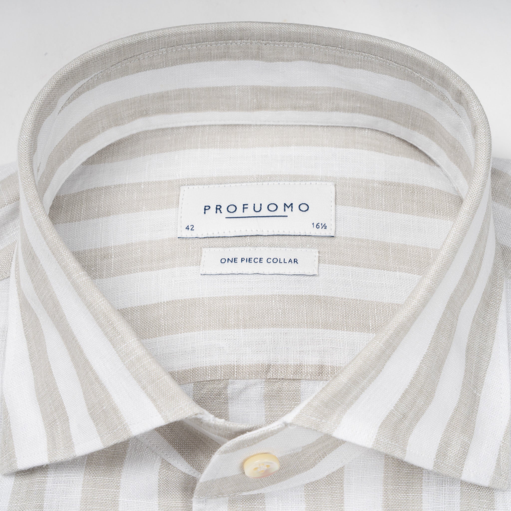 Profuomo Linnen Overhemd Lichtgroene Streep | Slim Fit