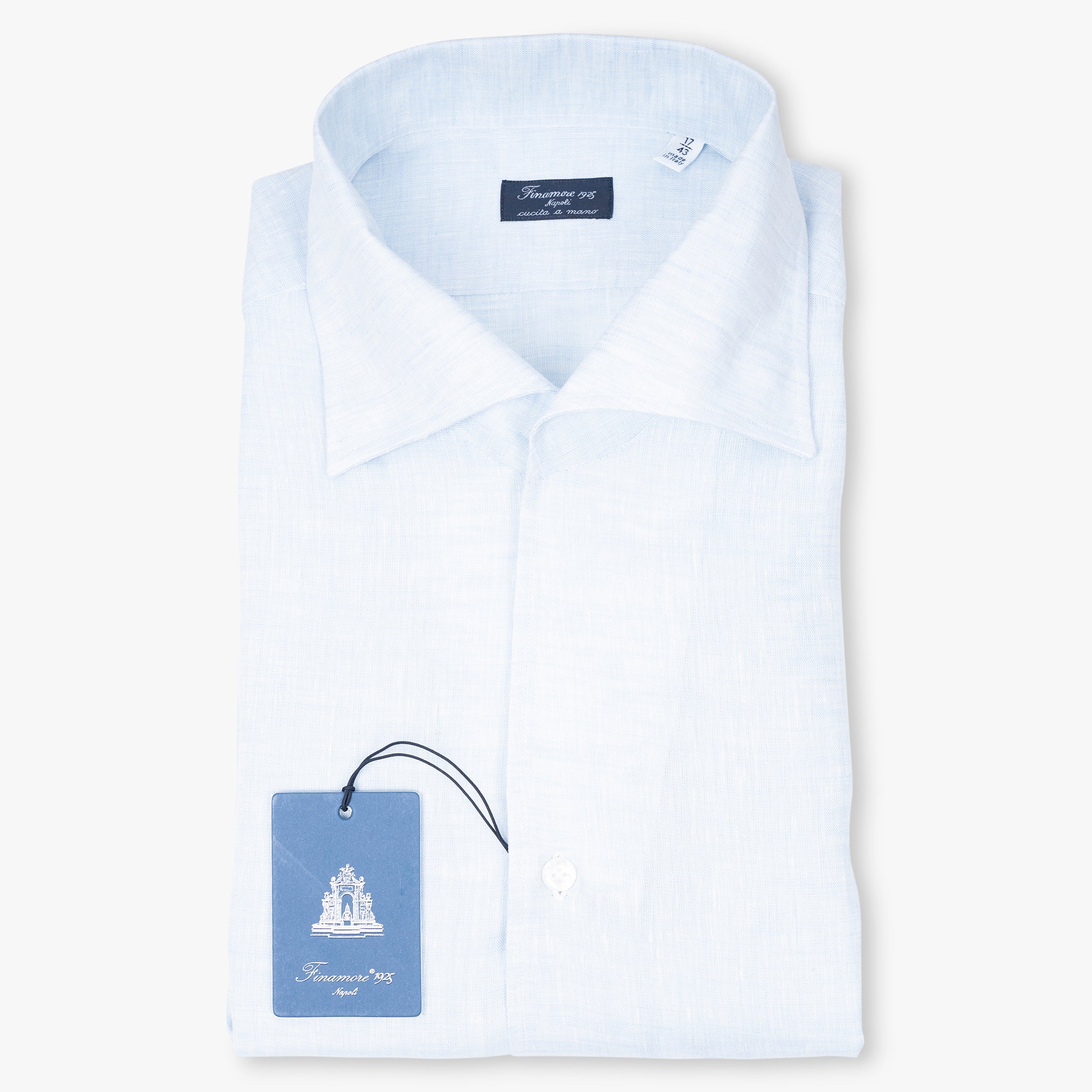 Finamore Linnen Overhemd Lichtblauw | Ustica