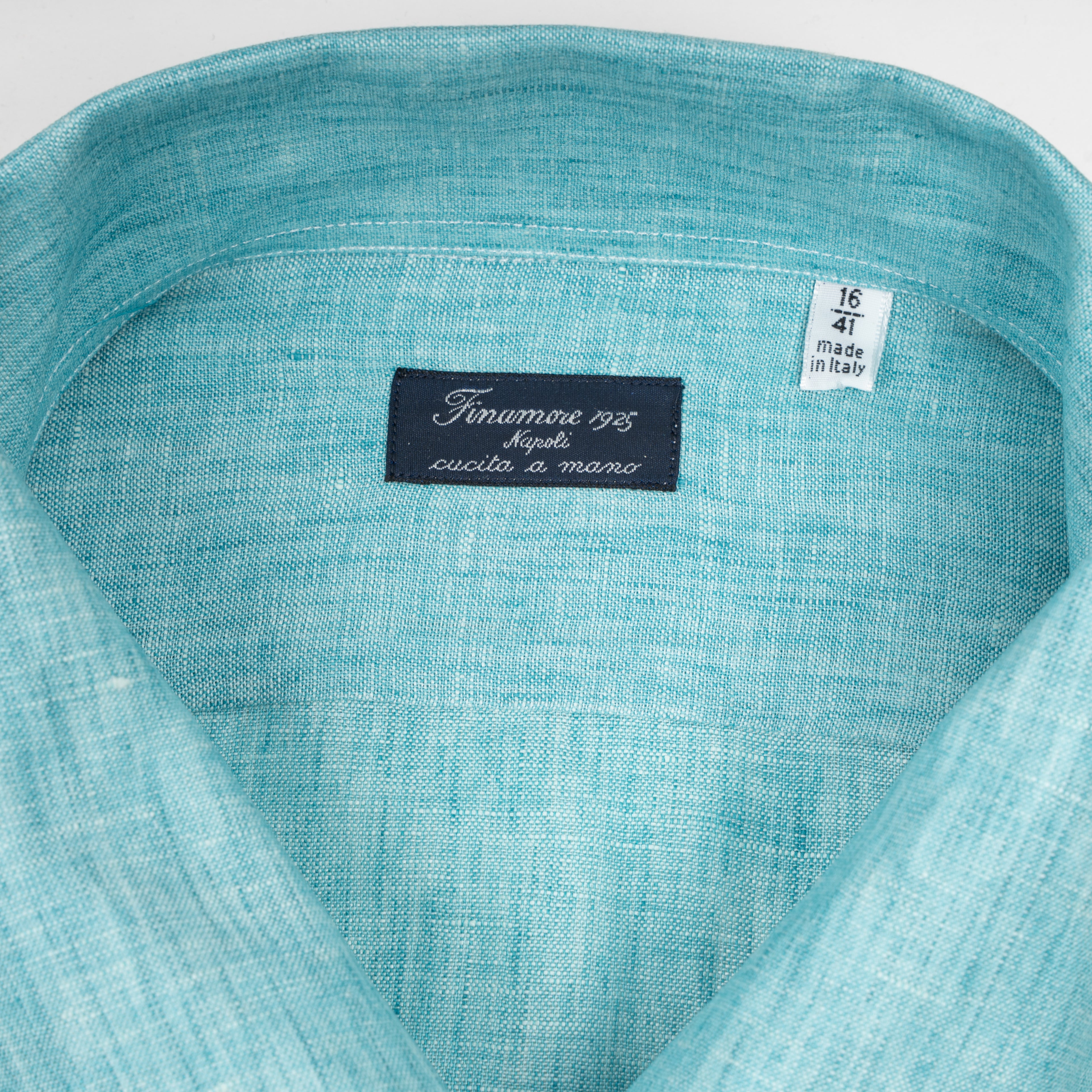 Finamore Linnen Overhemd Aqua Blauw | Ustica