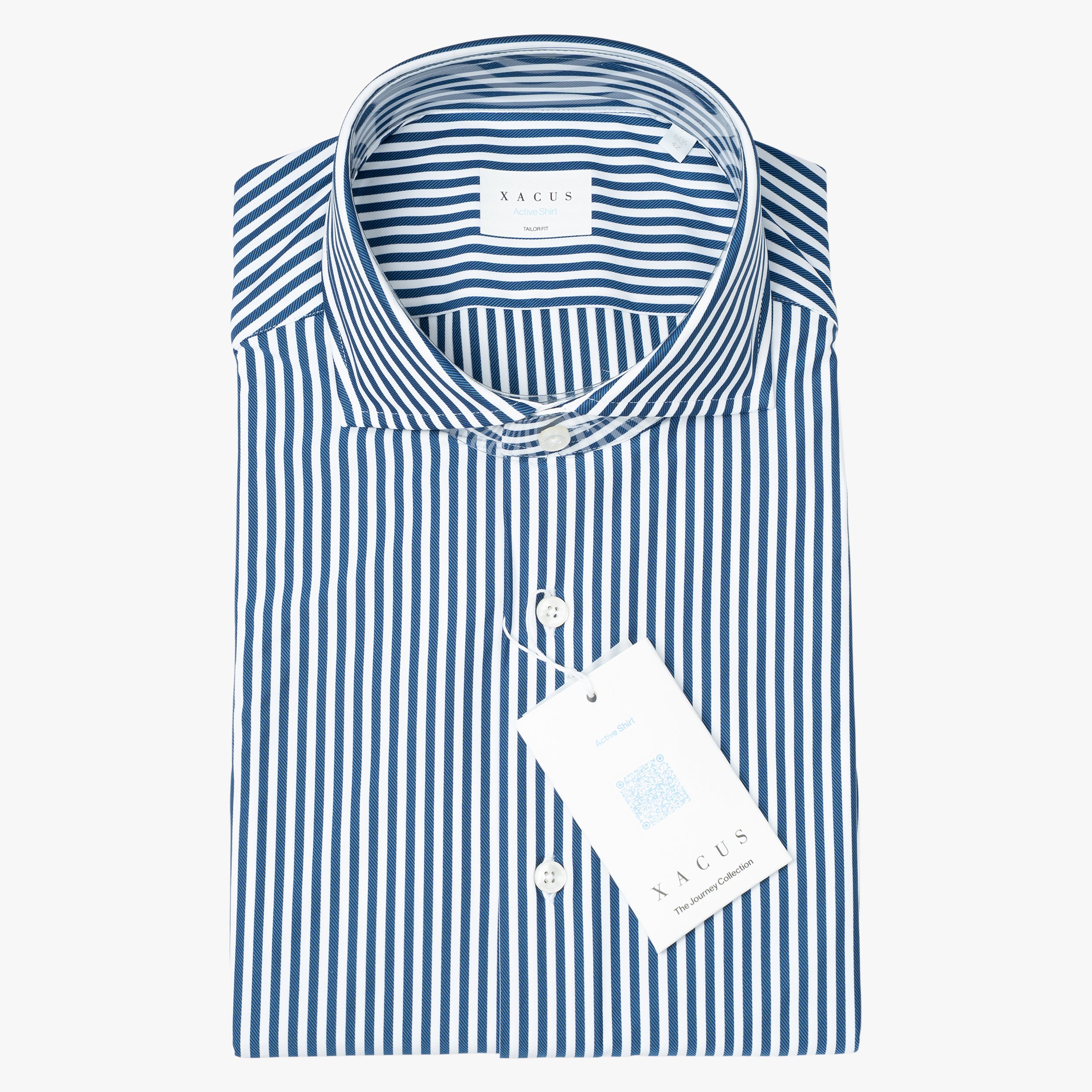 Xacus Overhemd Donkerblauw Gestreept | Active Shirt