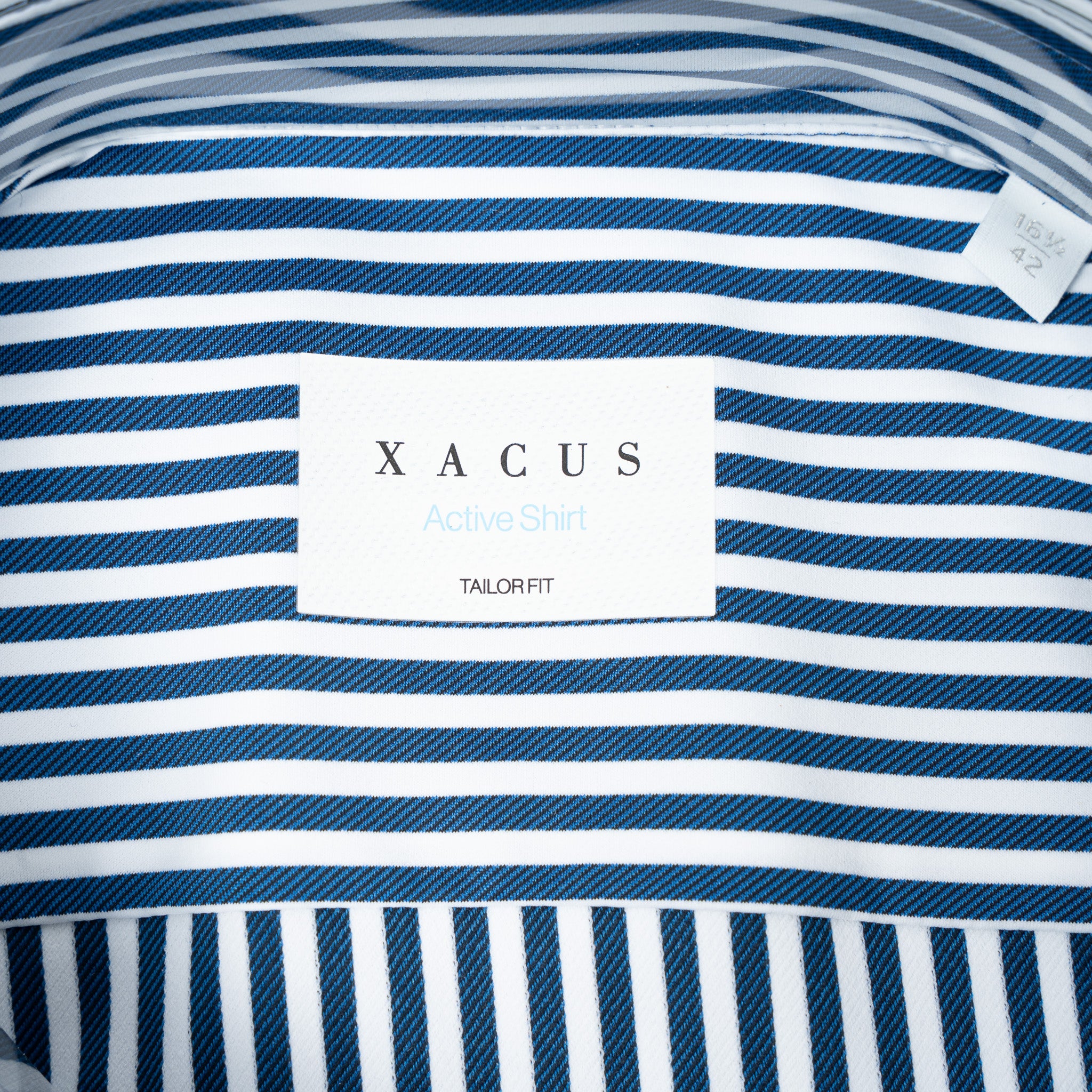 Xacus Overhemd Donkerblauw Gestreept | Active Shirt