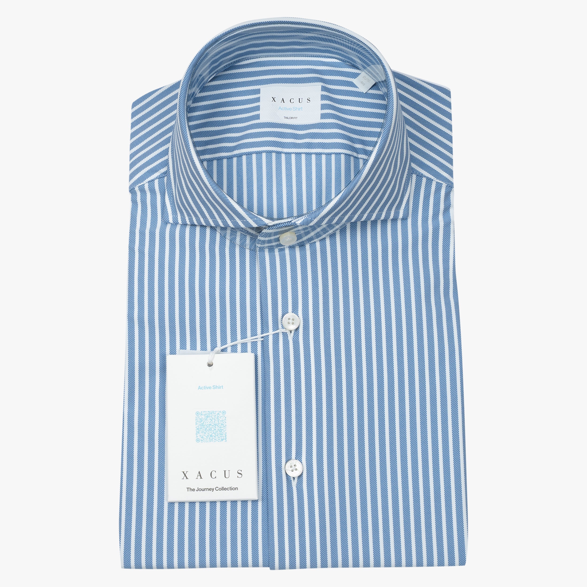 Xacus Overhemd Blauw/Wit Gestreept | Active Shirt