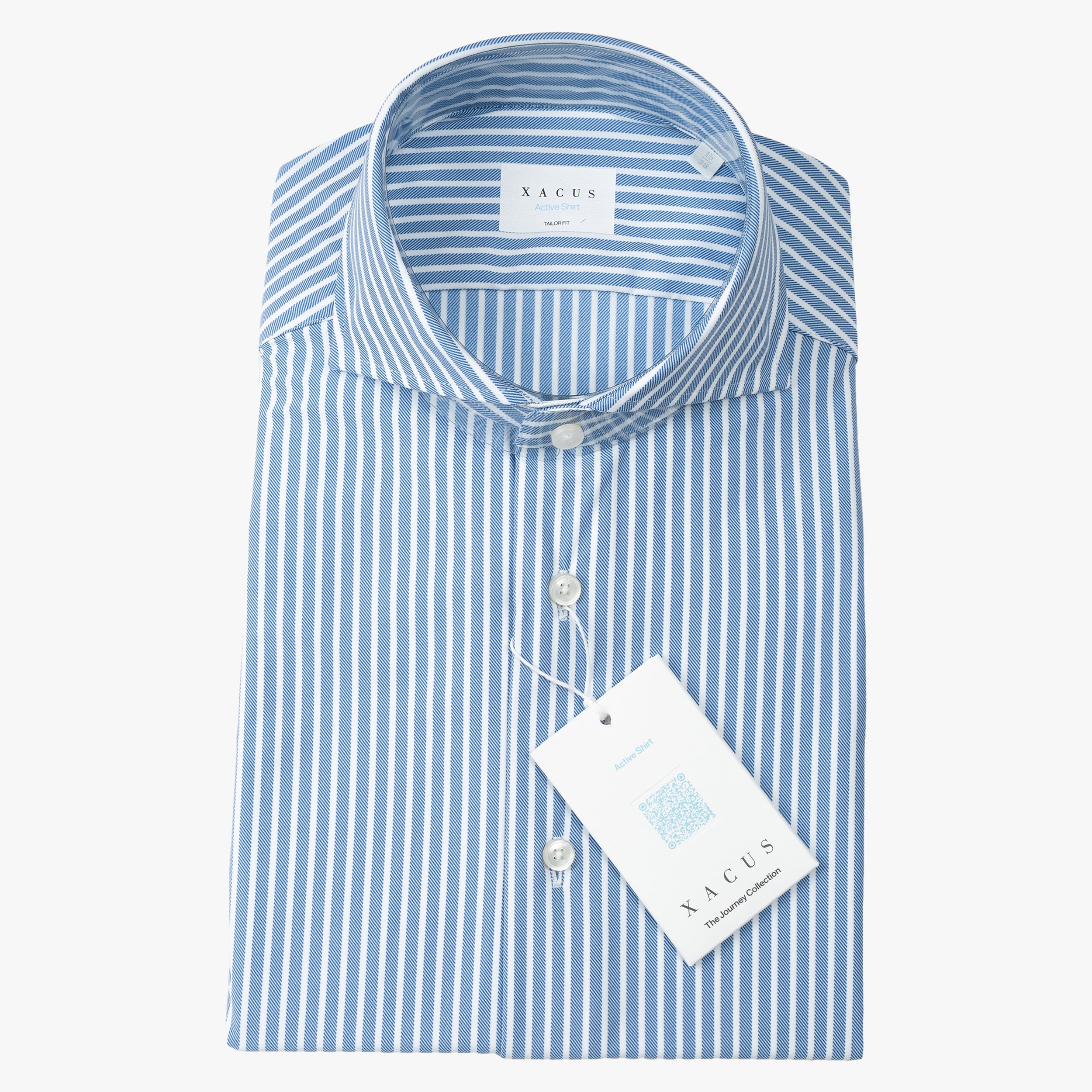 Xacus Overhemd Blauw/Wit Gestreept | Active Shirt