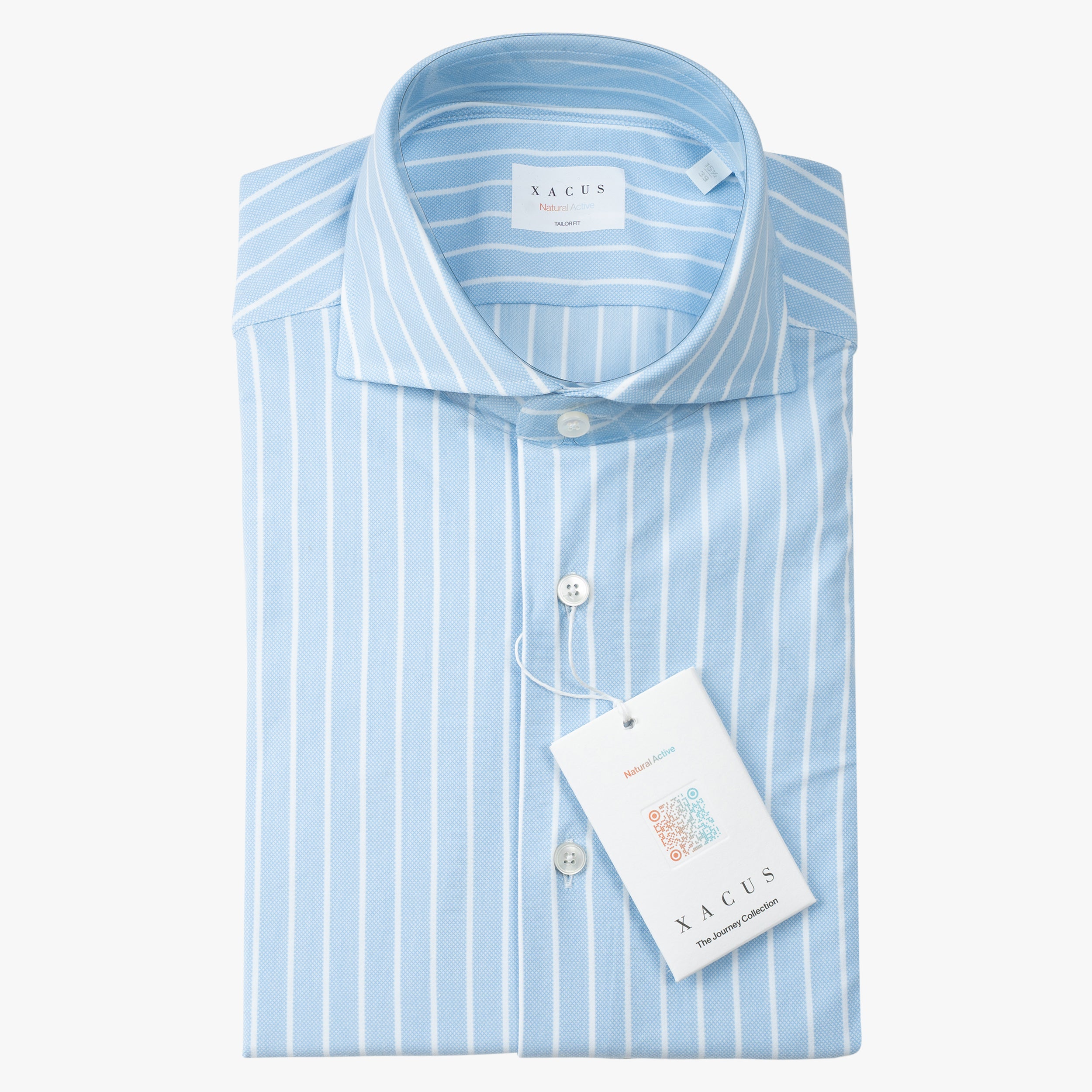 Xacus Overhemd Blauw-Wit Gestreept | Natural Active Shirt