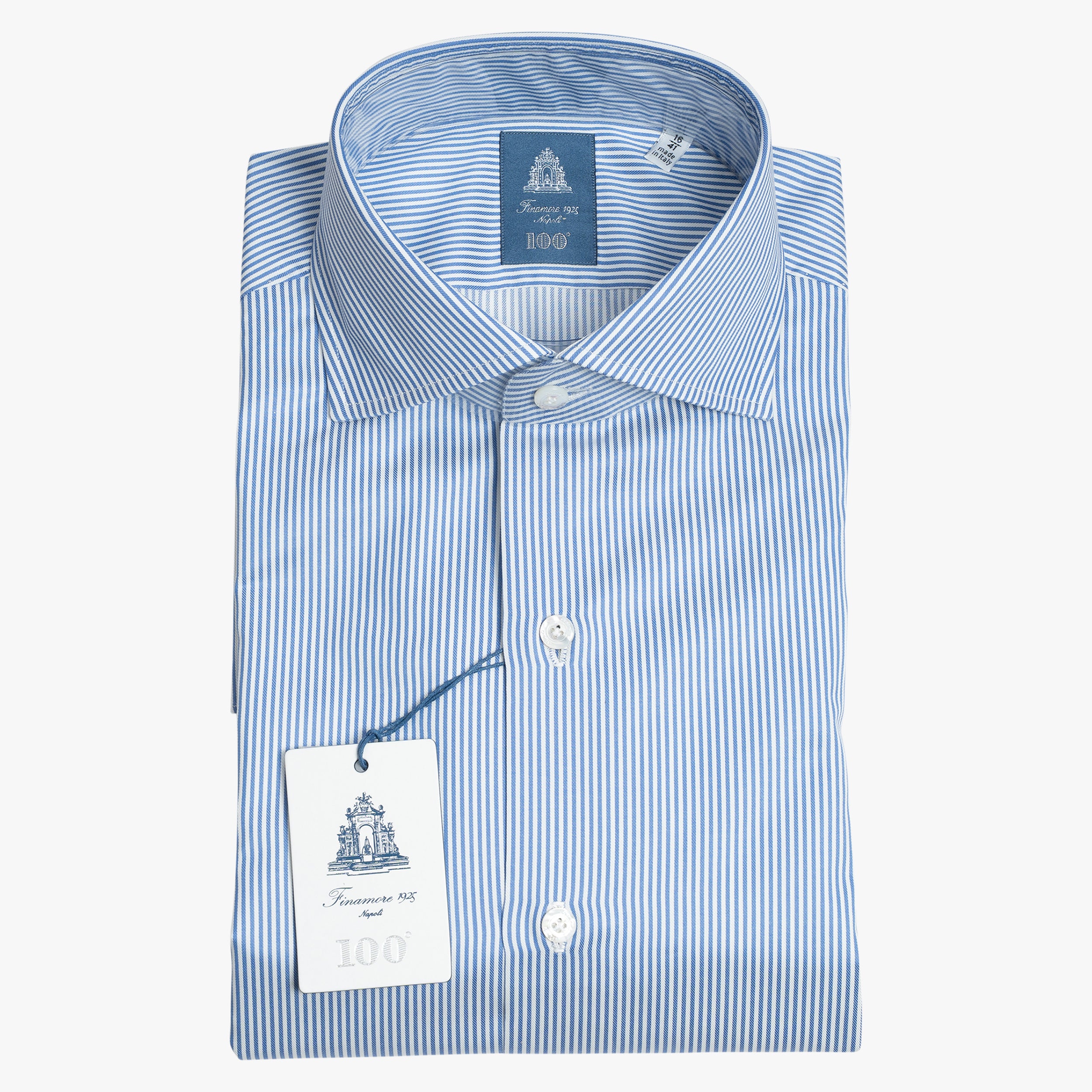 Finamore Overhemd Blauw Gestreept | Napoli