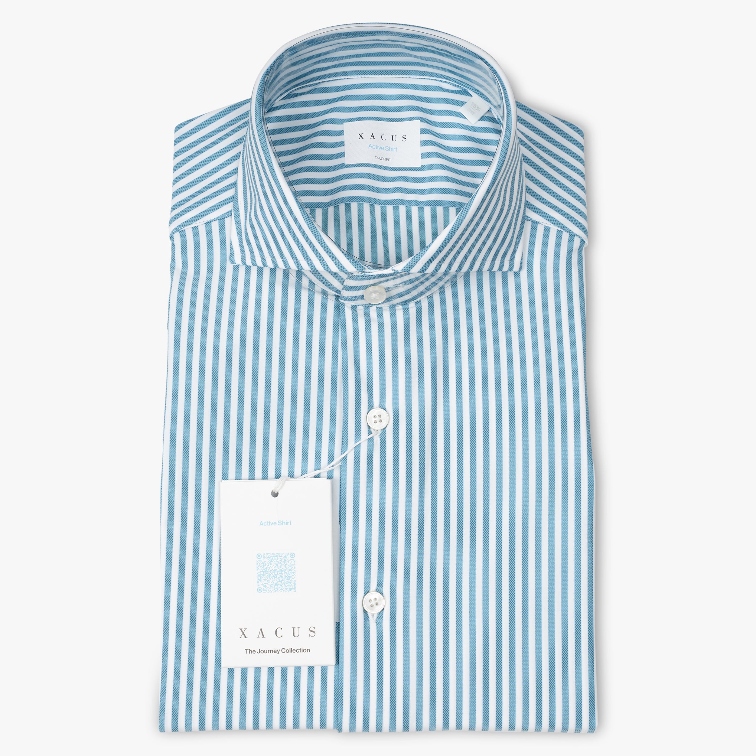 Xacus Overhemd Gestreept Aquablauw | Active Shirt