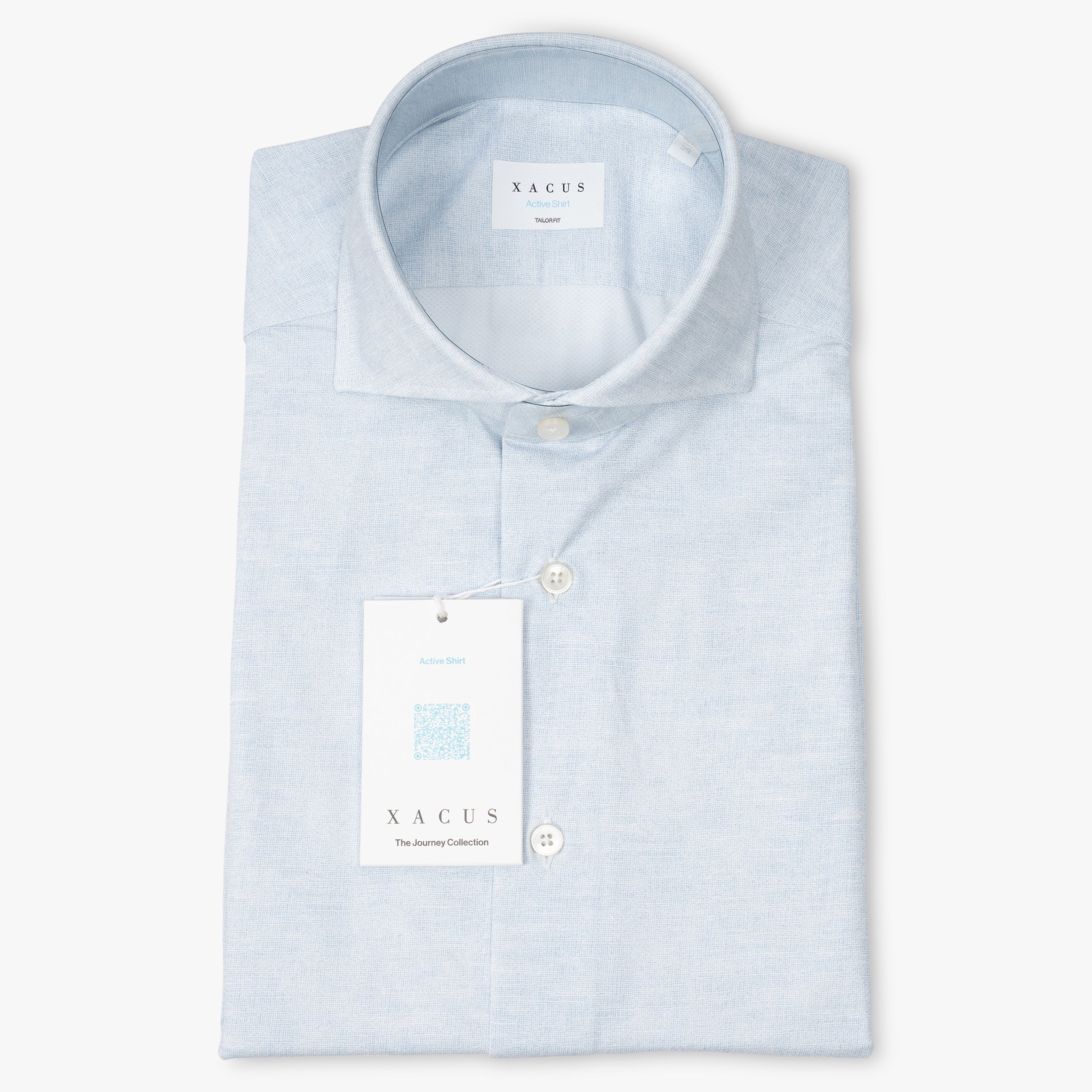 Xacus Overhemd Lichtblauw Linnen Look | Active Shirt