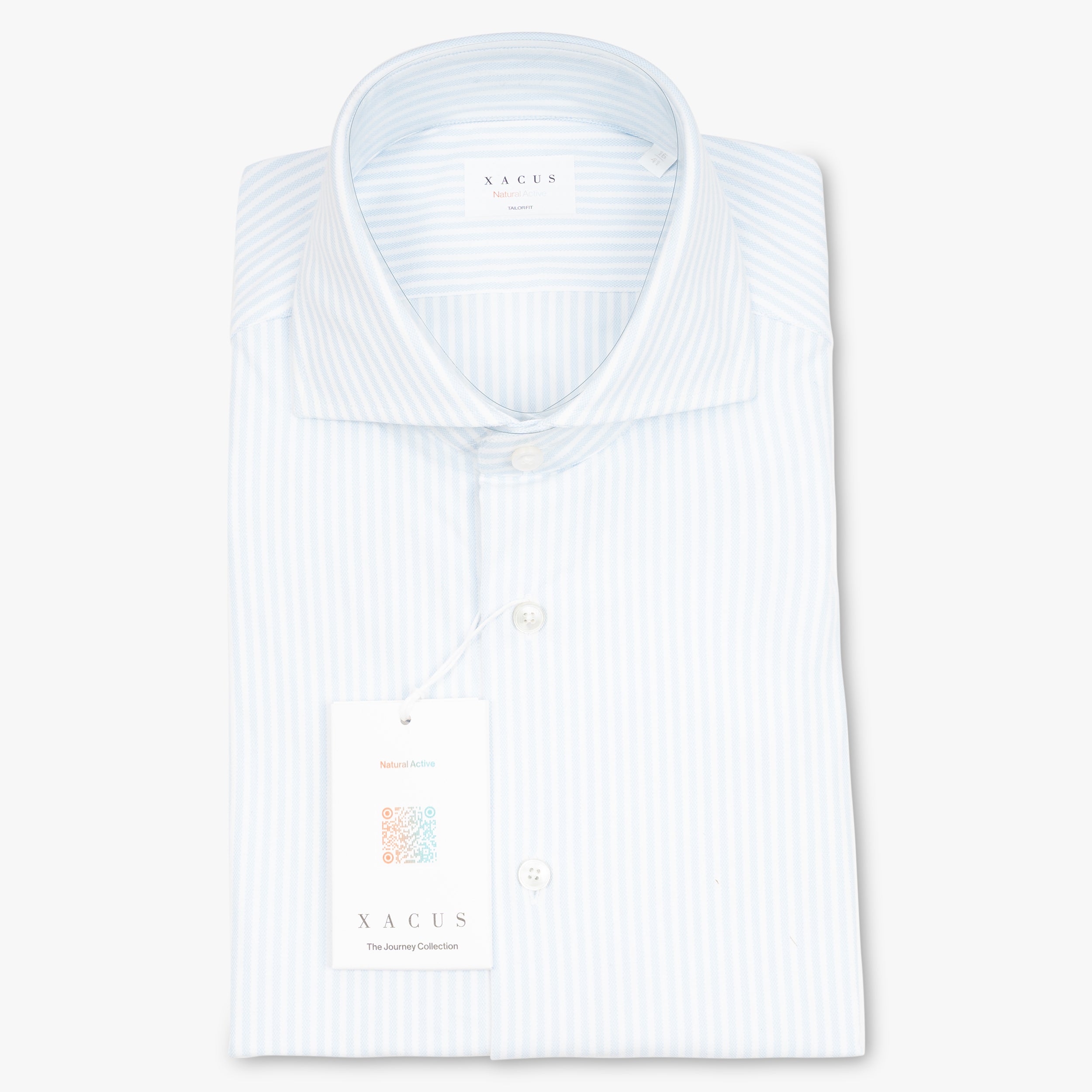 Xacus Overhemd Lichtblauw Gestreept | Natural Active Shirt