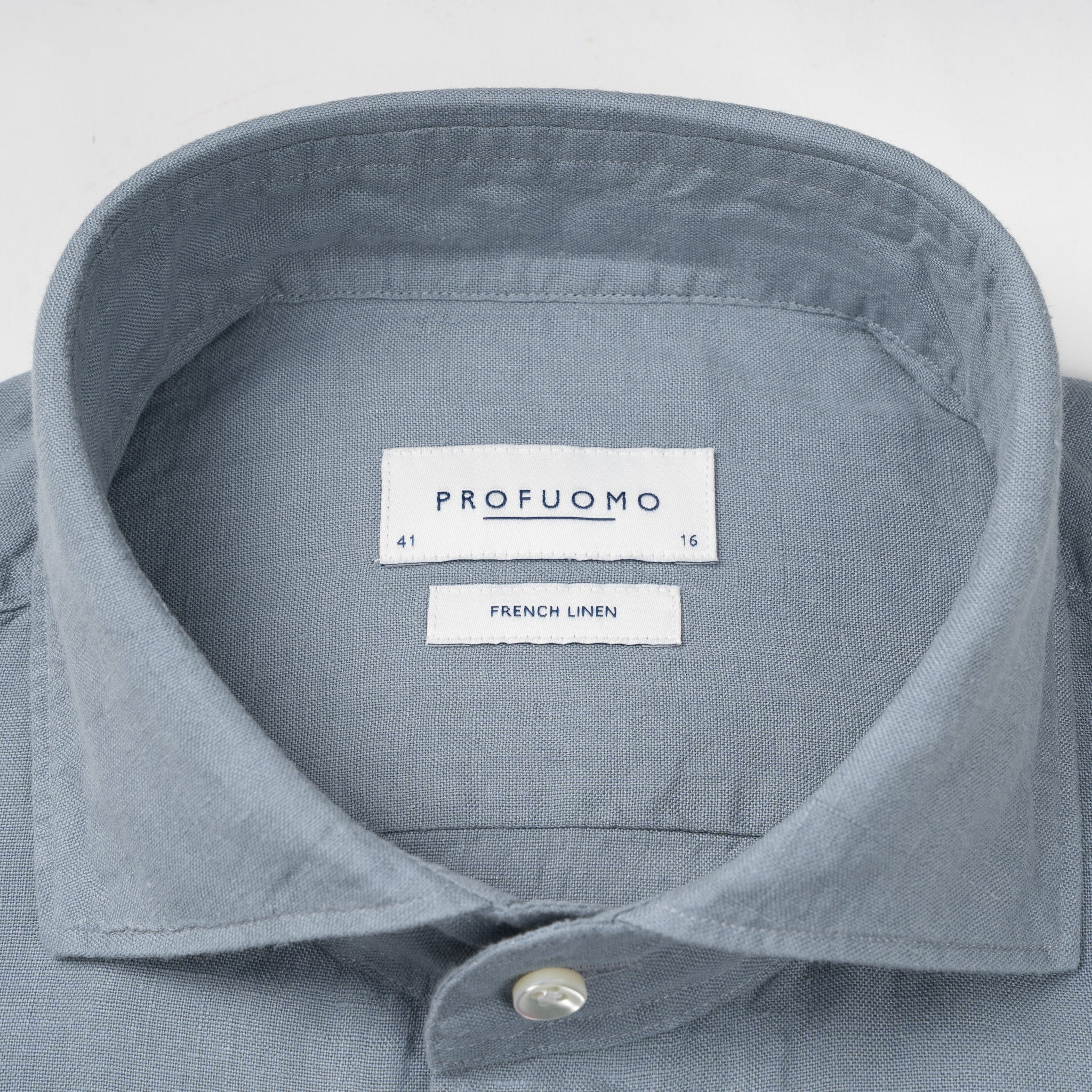 Profuomo Linnen Overhemd Staalblauw