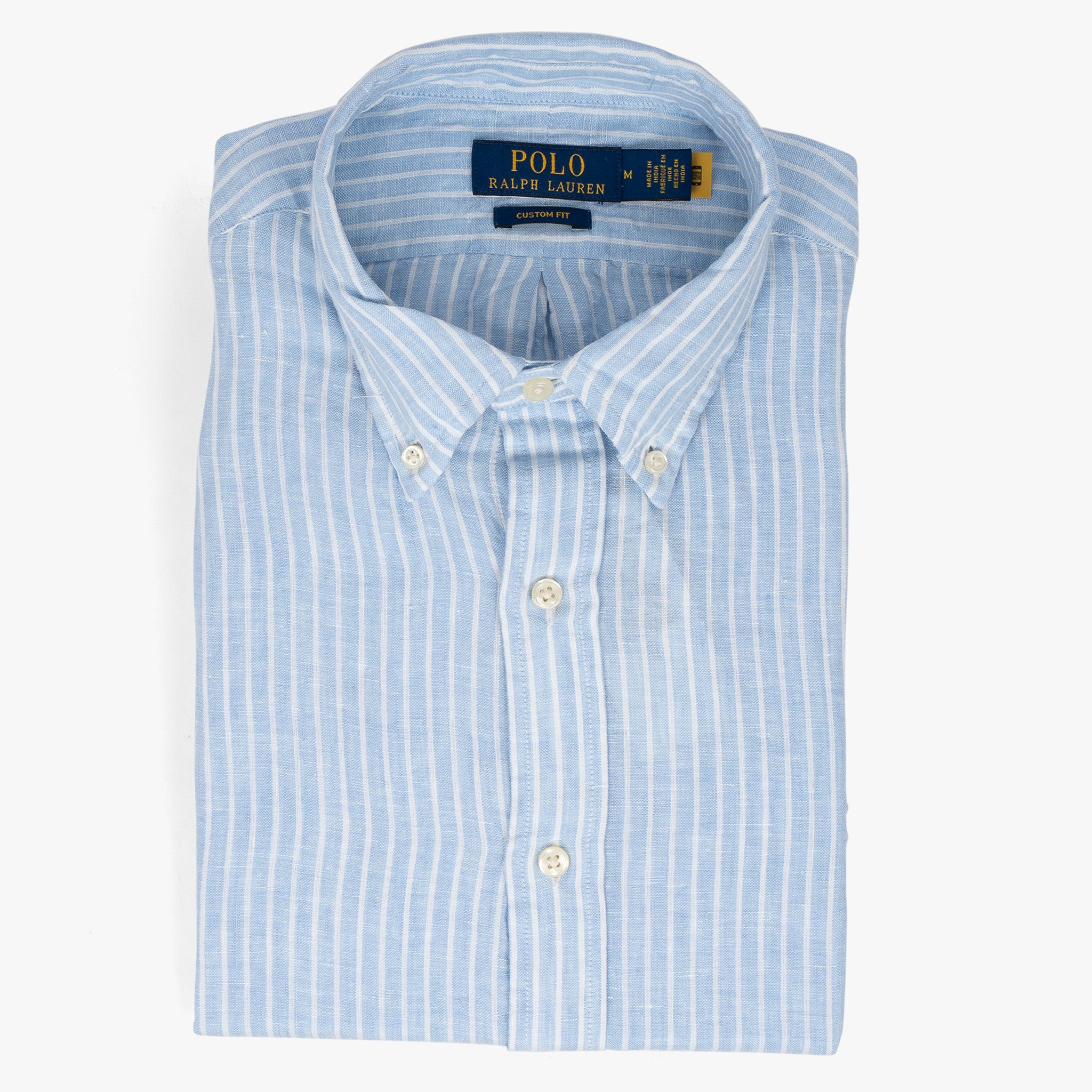 Ralph Lauren Linnen Overhemd Lichtblauw Gestreept | Custom Fit