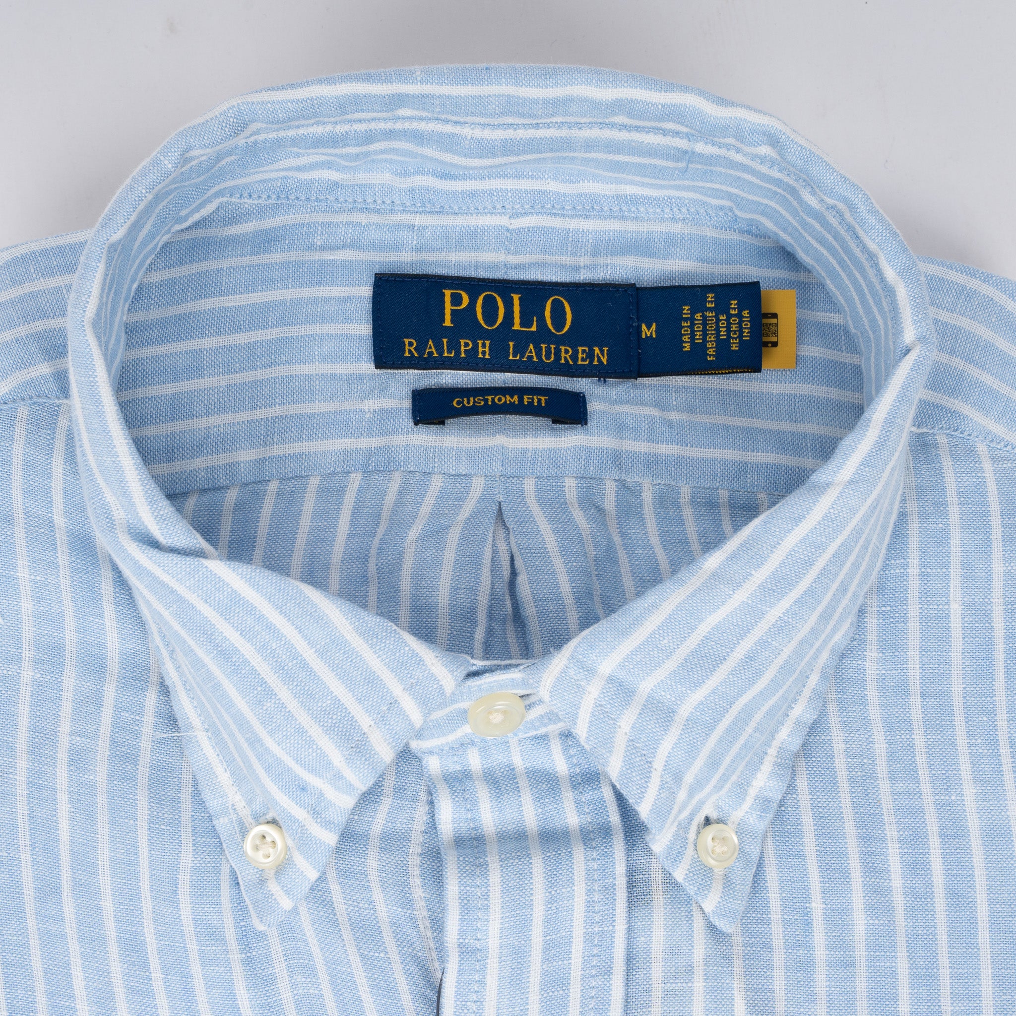 Ralph Lauren Linnen Overhemd Lichtblauw Gestreept | Custom Fit