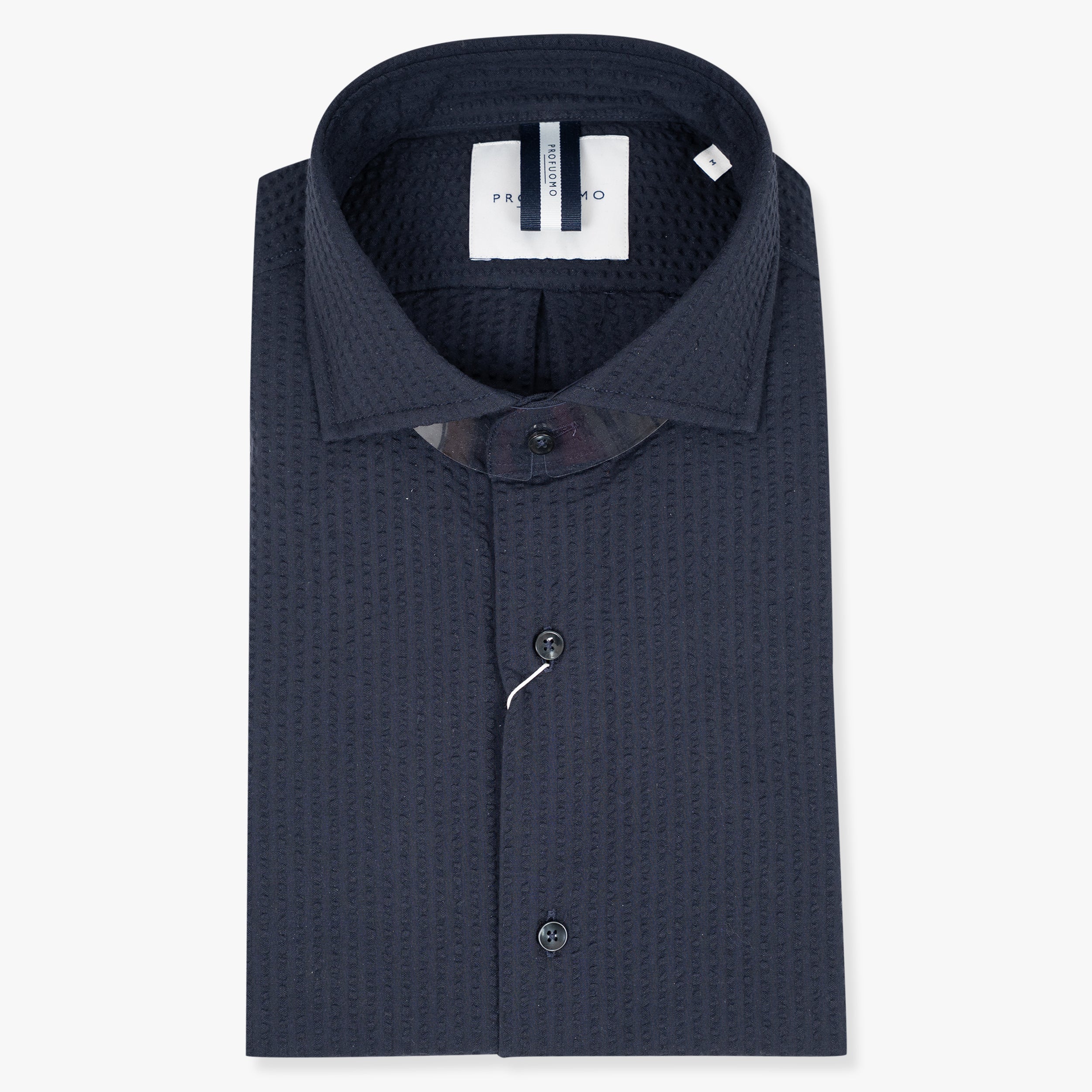 Profuomo Linnen Overhemd Donkerblauw | Seersucker
