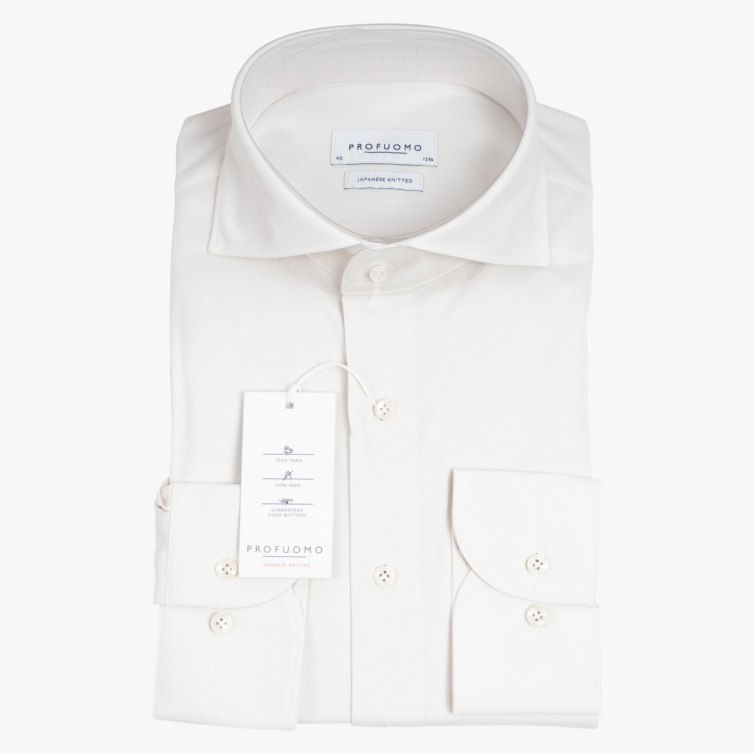 Profuomo Overhemd Off-White | Japanese Knitted