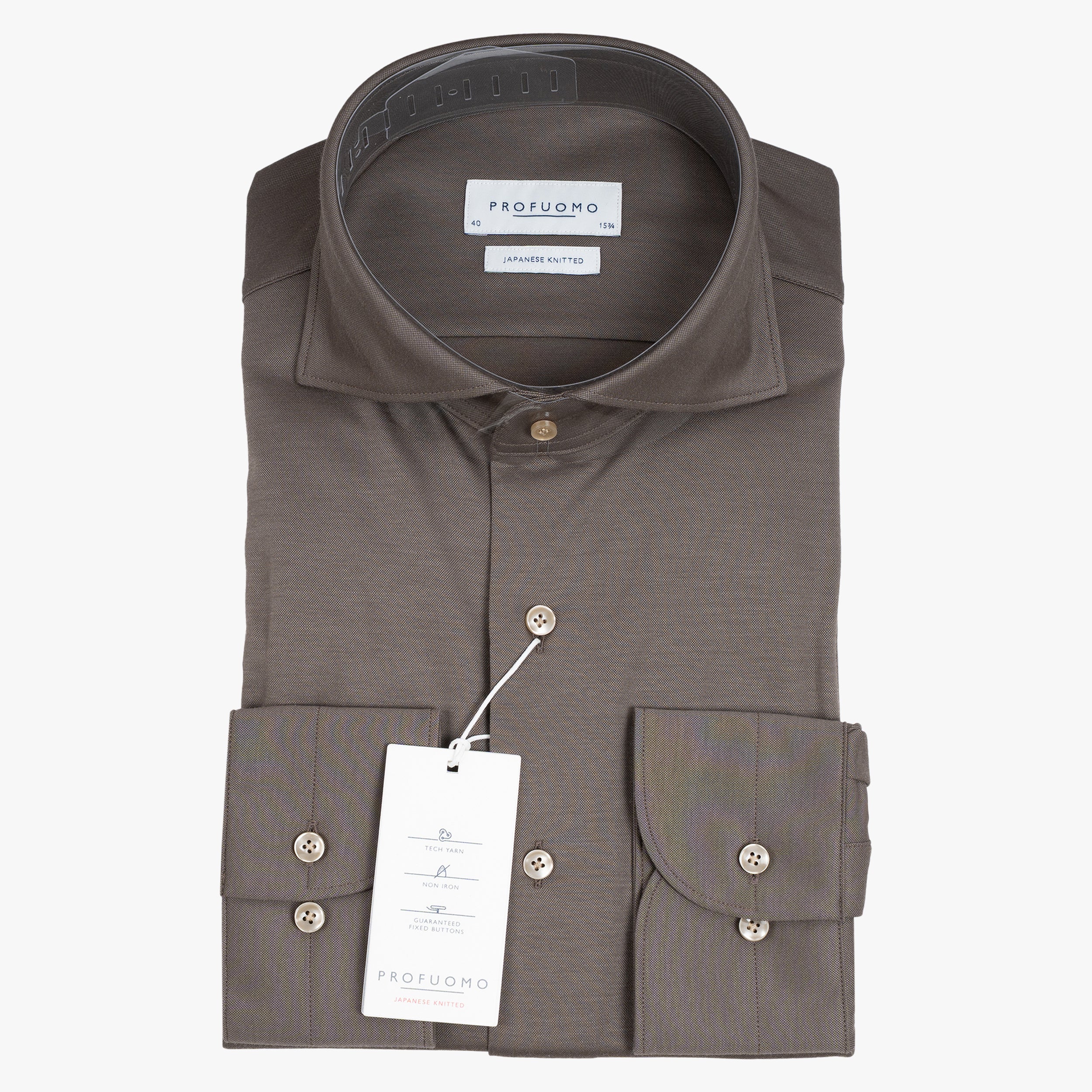 Profuomo Overhemd Taupe | Japanese Knitted