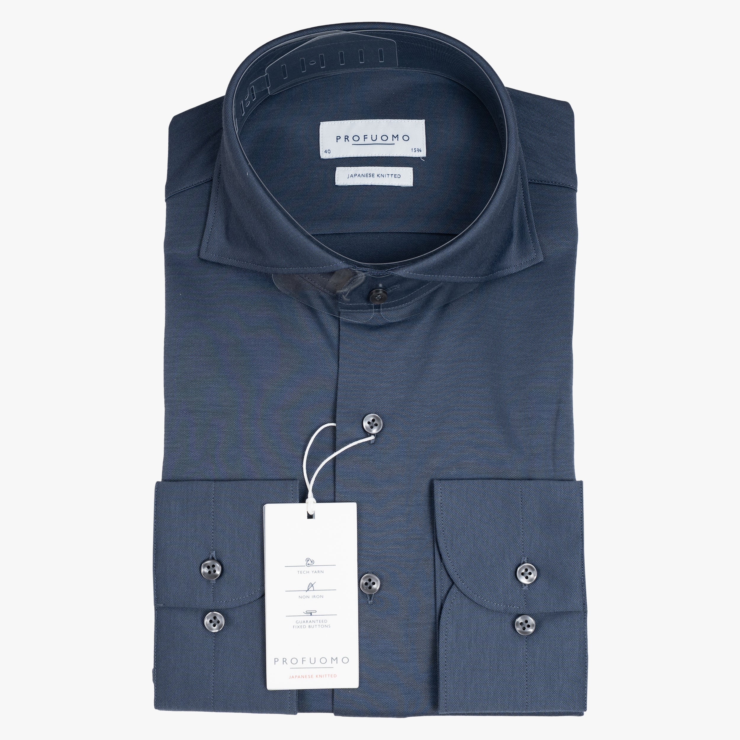 Profuomo Overhemd Indigo Blauw | Japanese Knitted