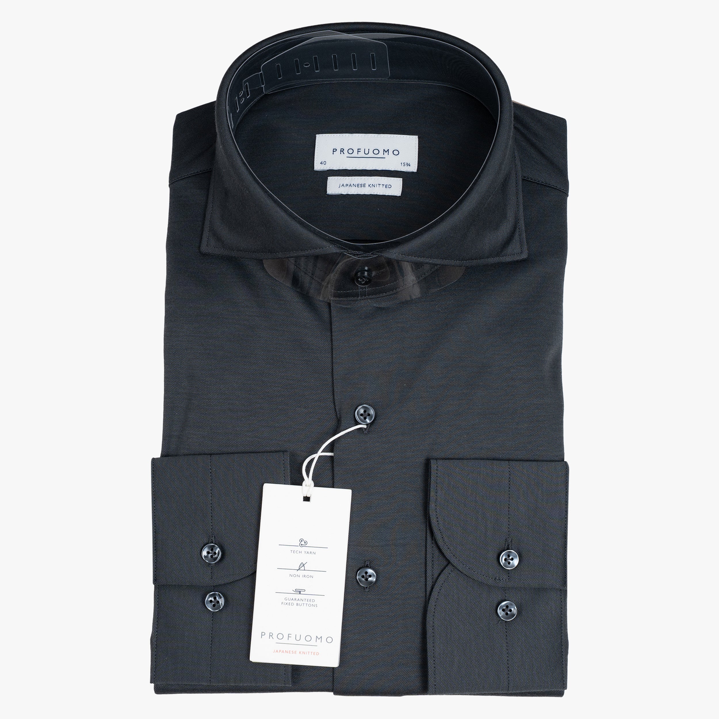 Profuomo Overhemd Antraciet Grijs | Japanese Knitted