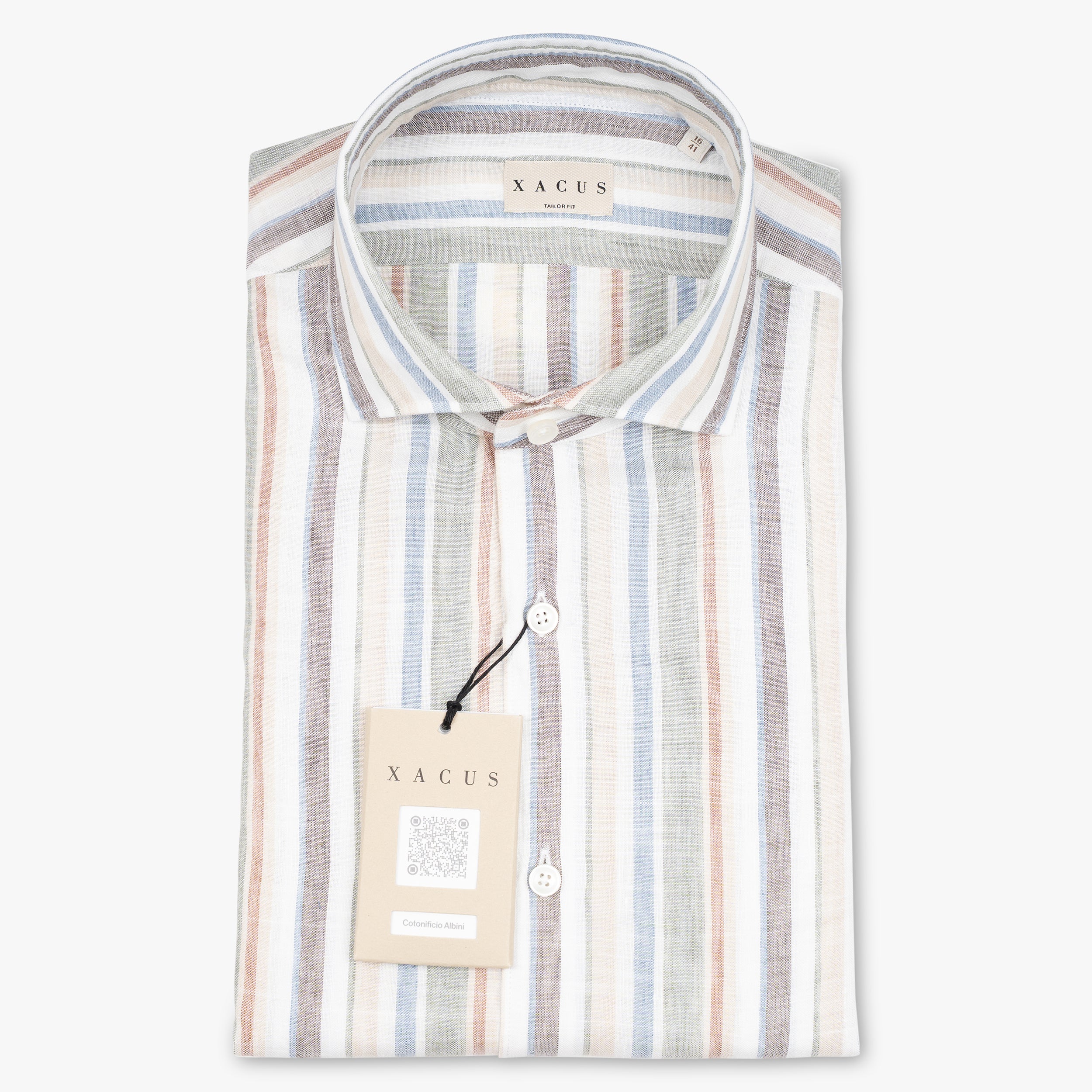 Xacus Linnen Overhemd Gestreept | Albini