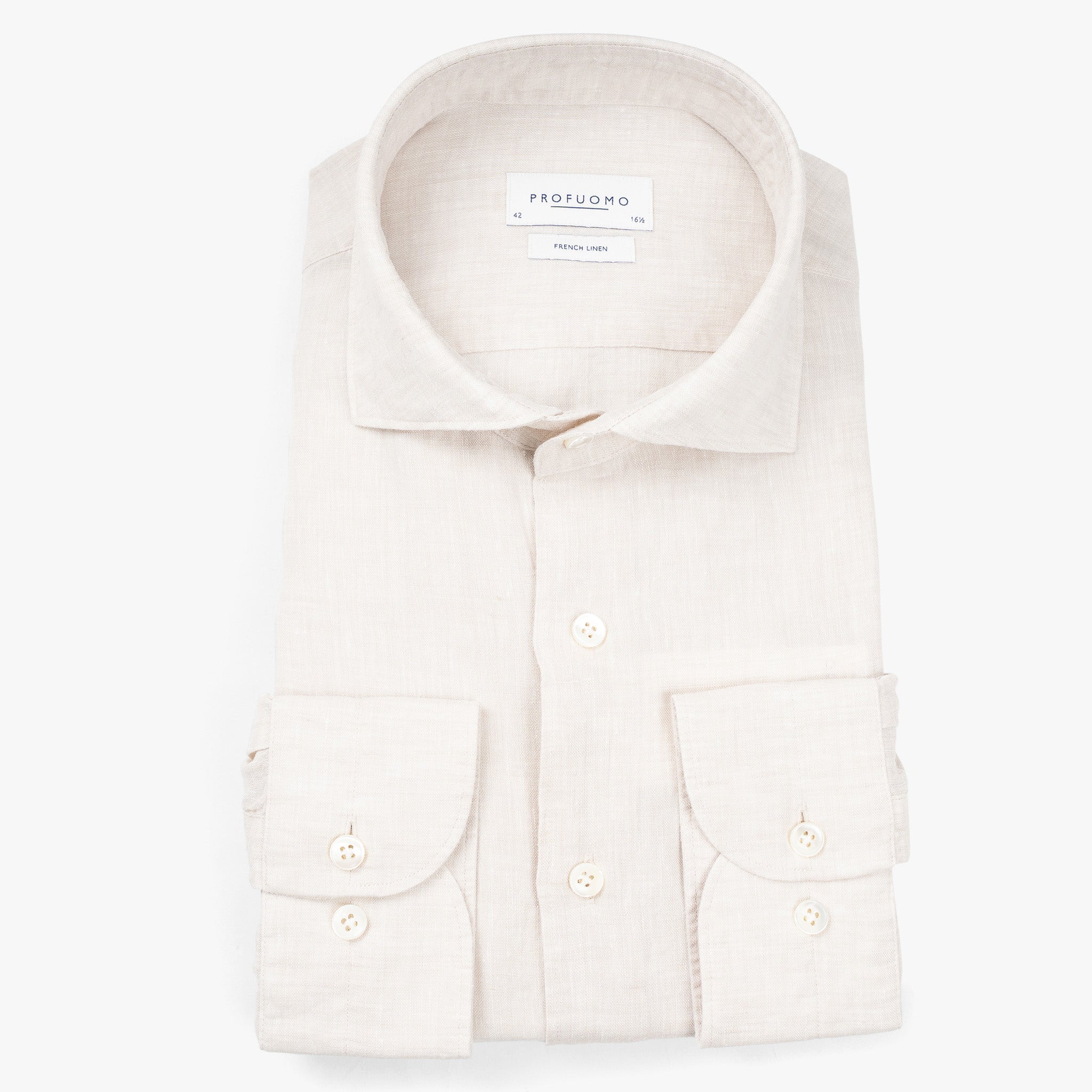 Profuomo Linnen Overhemd Zand