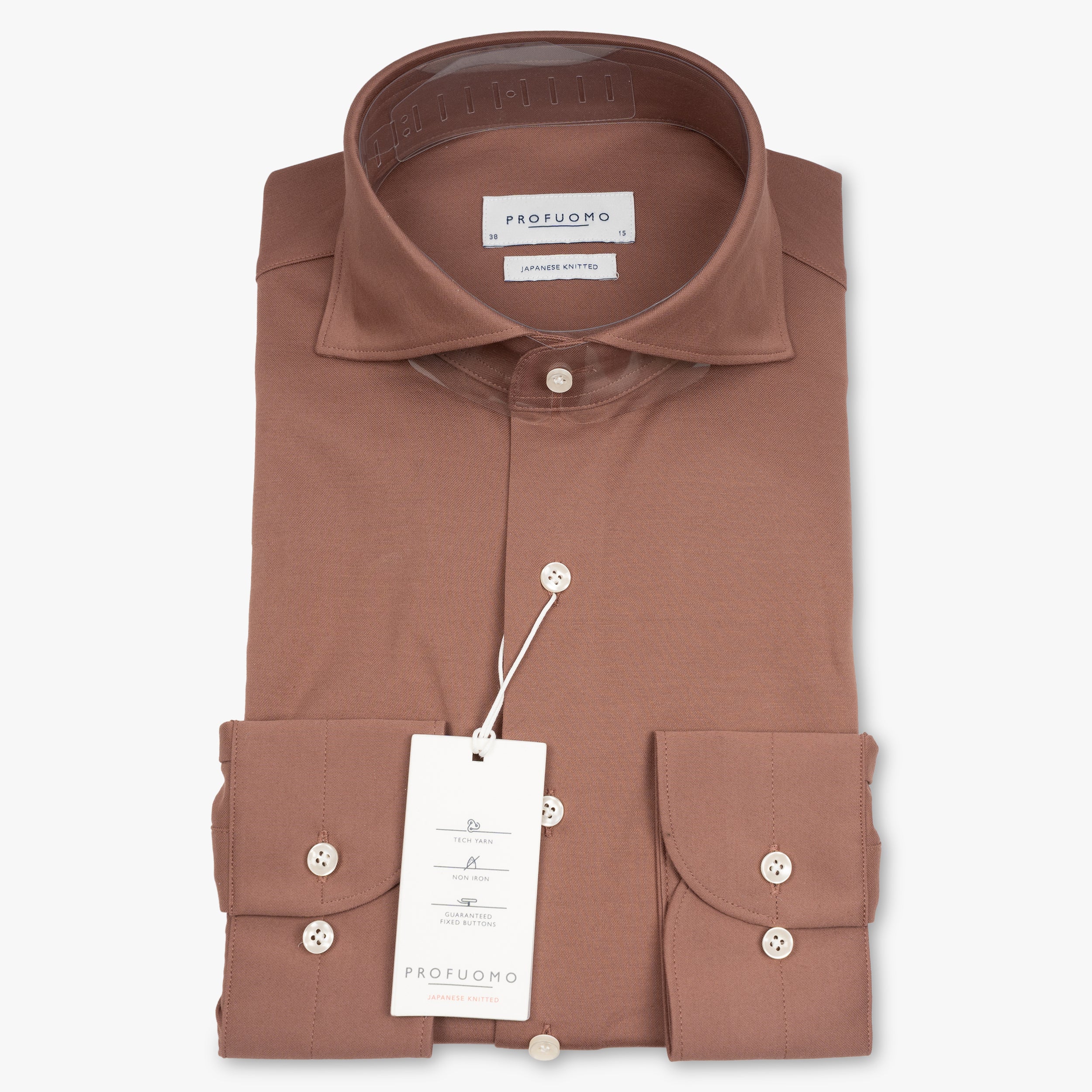 Profuomo Overhemd Roestbruin | Japanese Knitted