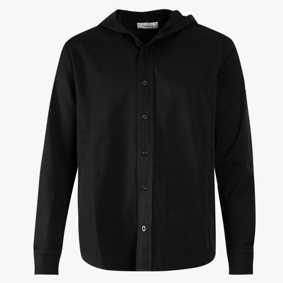 Flaneur Overshirt Zwart | Atelier Hooded Shirt