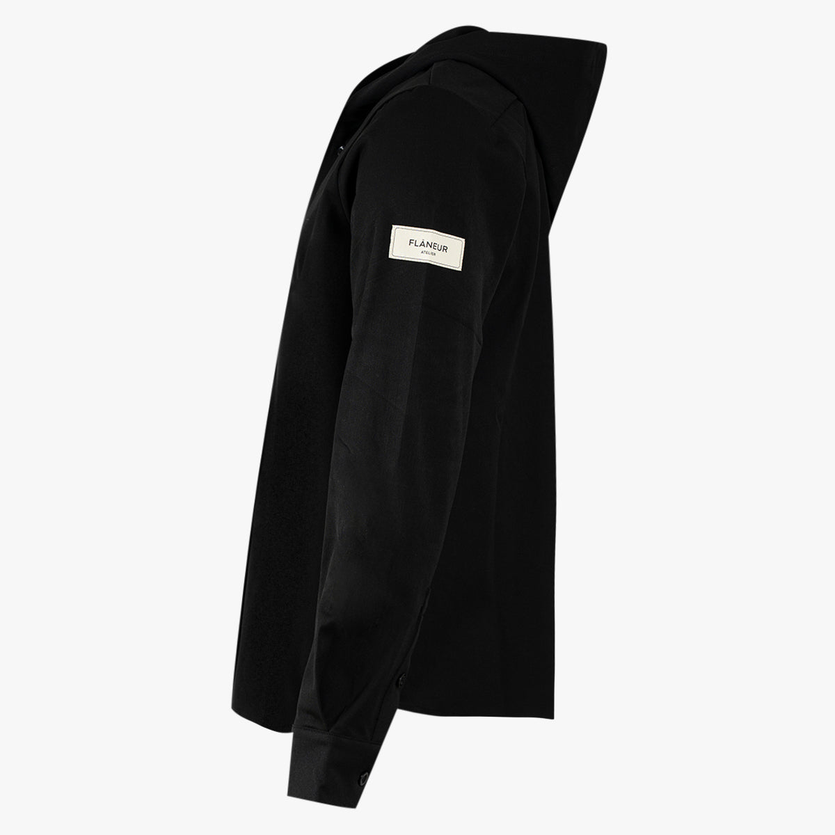 Flaneur Overshirt Zwart | Atelier Hooded Shirt
