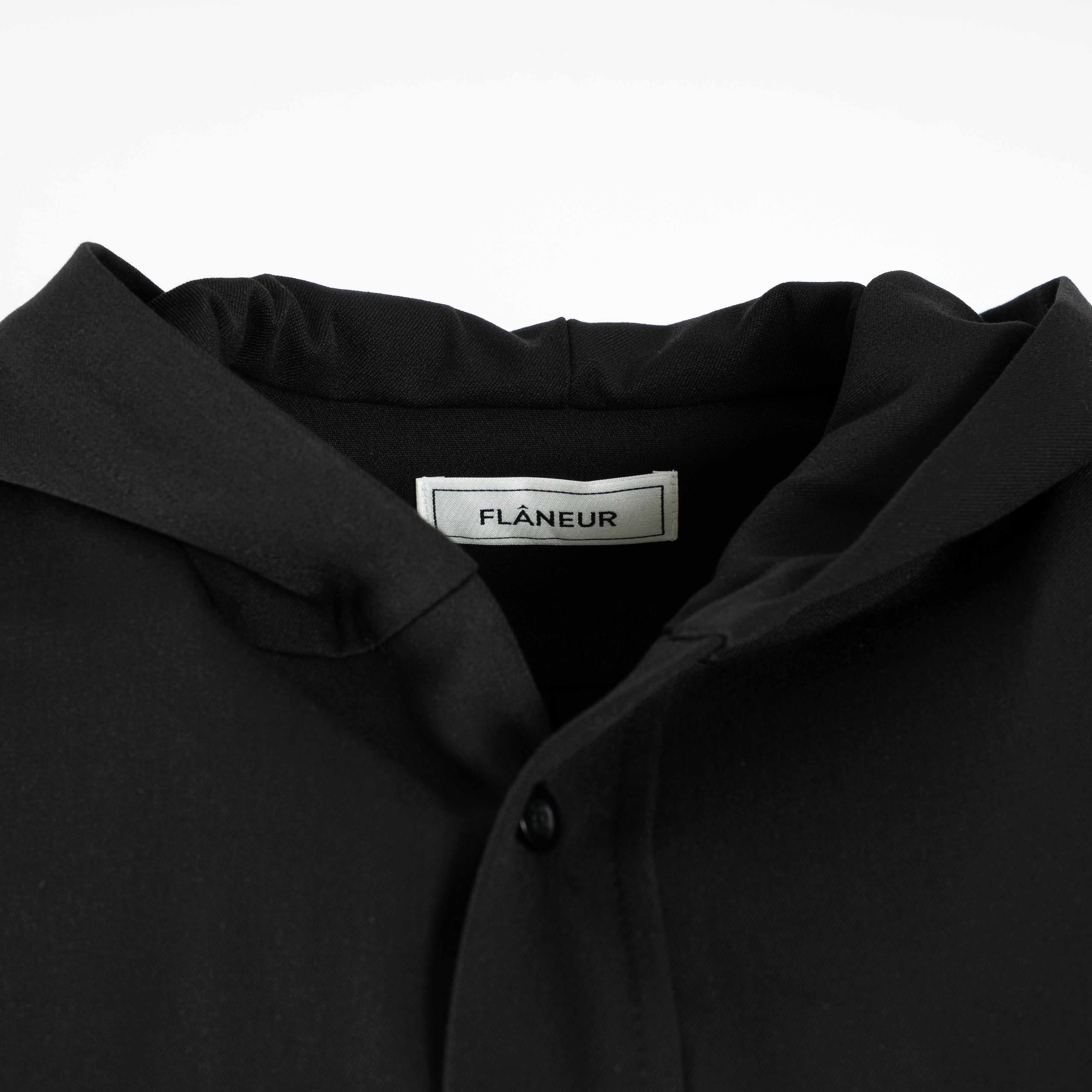 Flaneur Overshirt Zwart | Atelier Hooded Shirt