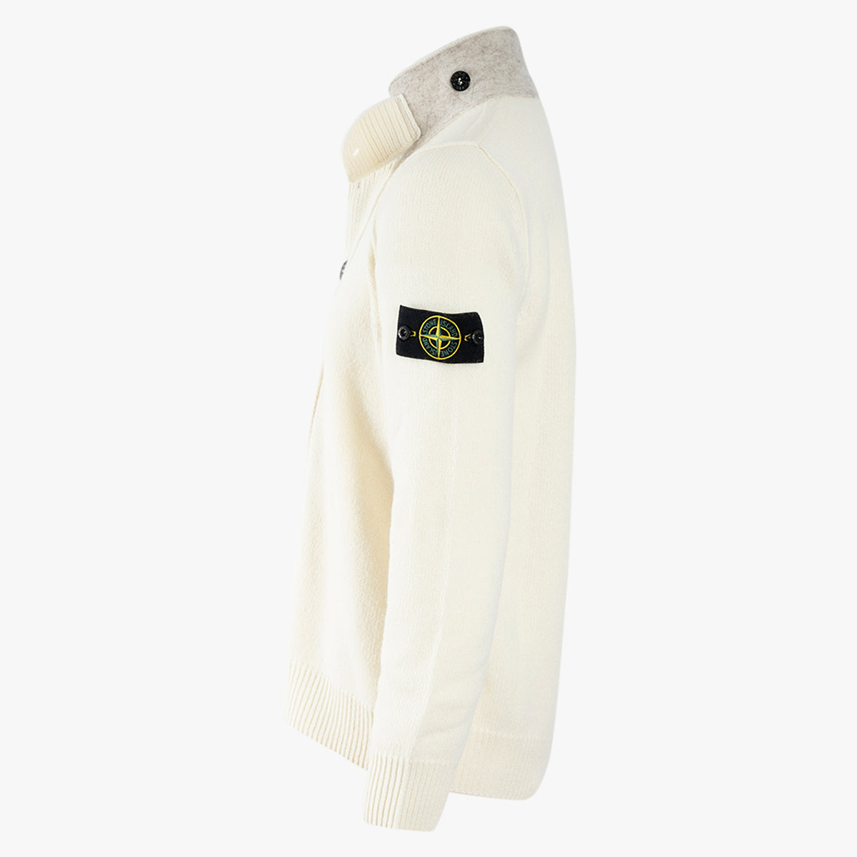 Stone Island Gebreid Knoopvest Crème | Lambswool