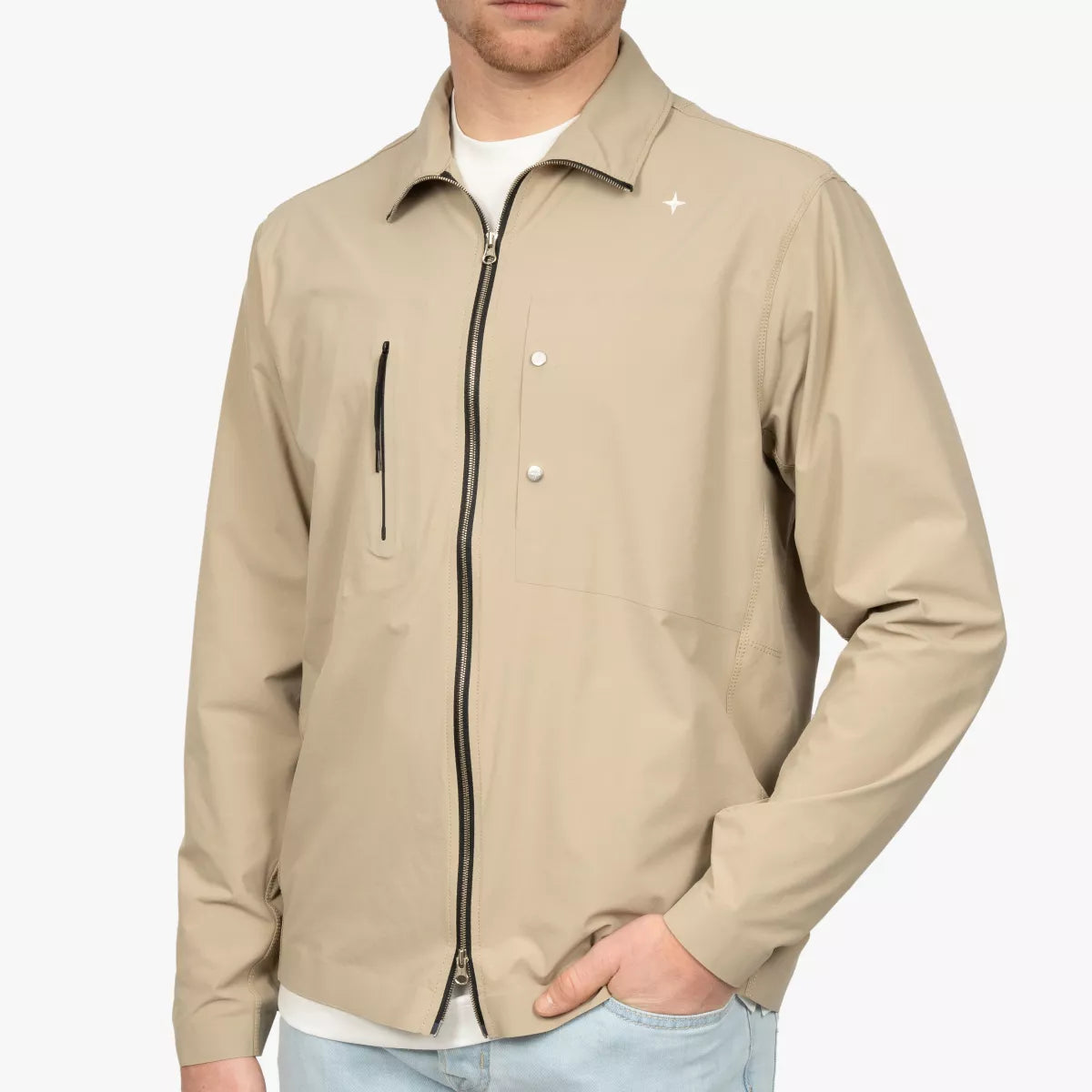 Stone Island Overshirt met Rits Beige | Stellina