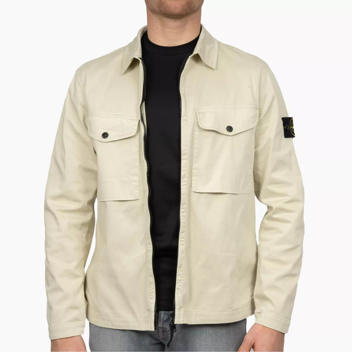 Stone Island Overshirt Zand | Supima Cotton Twill