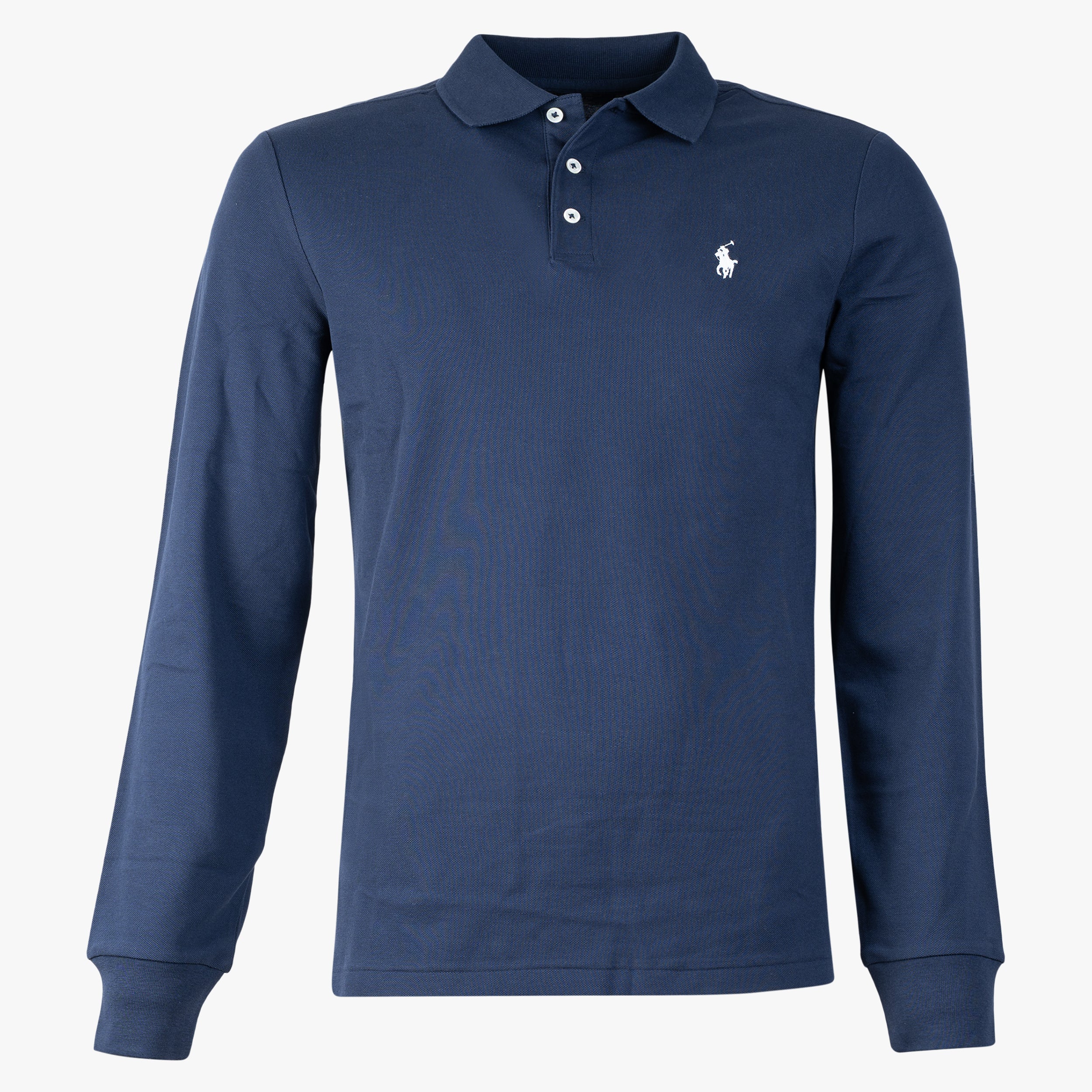 Ralph Lauren Lange Mouwen Polo Blauw | Custom Slim Fit