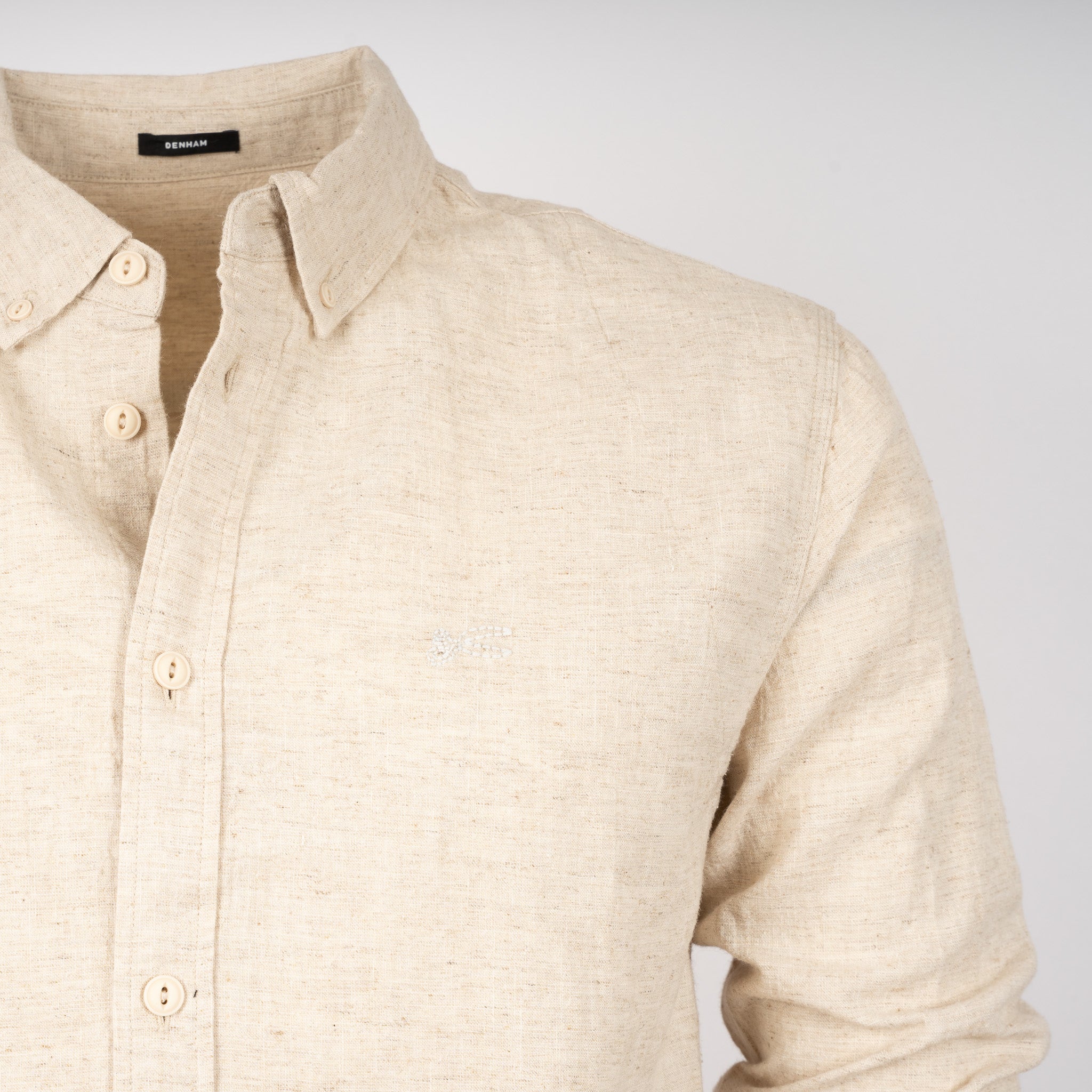 Denham Linnen Overhemd Zand | Scissor Button Down