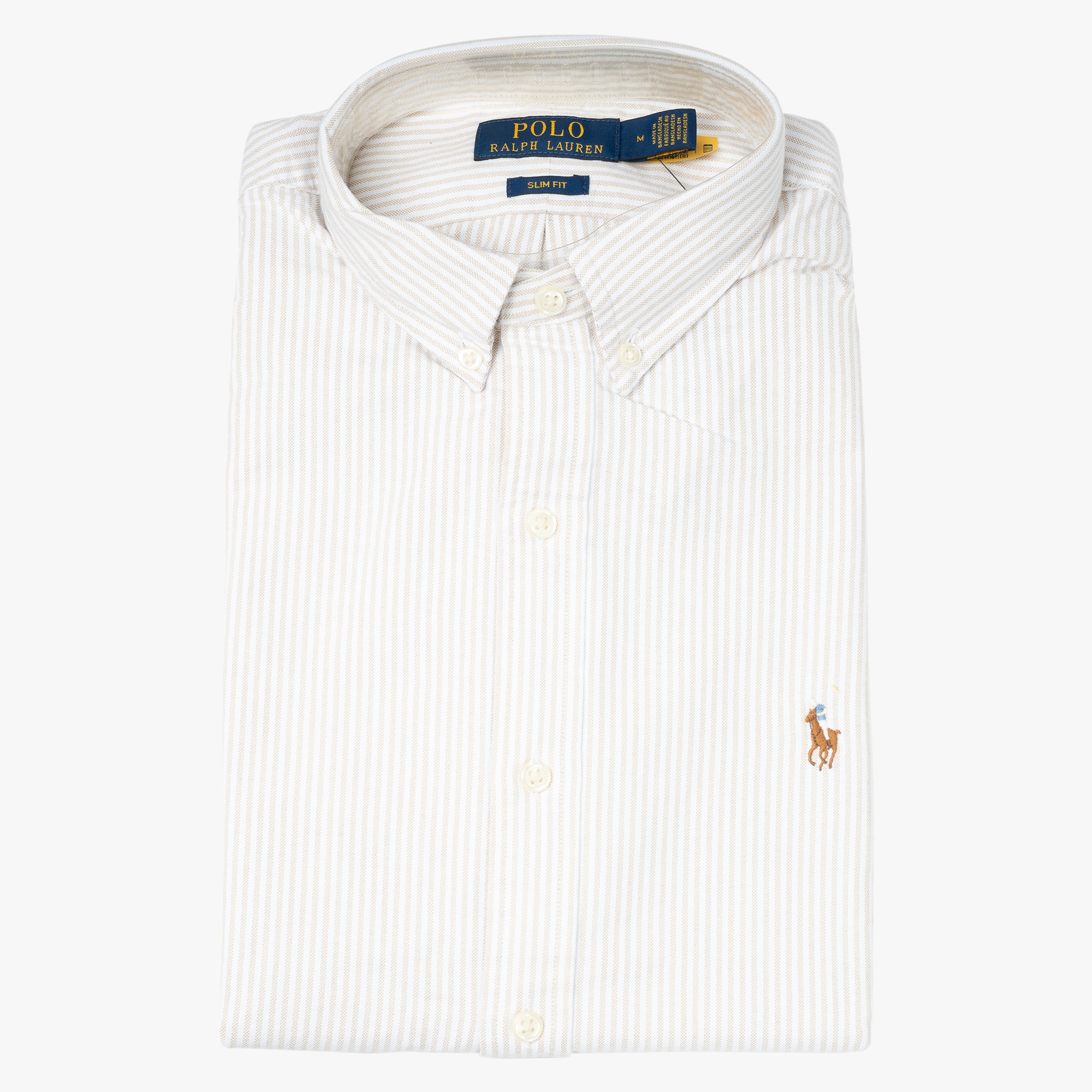 Ralph Lauren Overhemd Beige Streep | Slim Fit Oxford