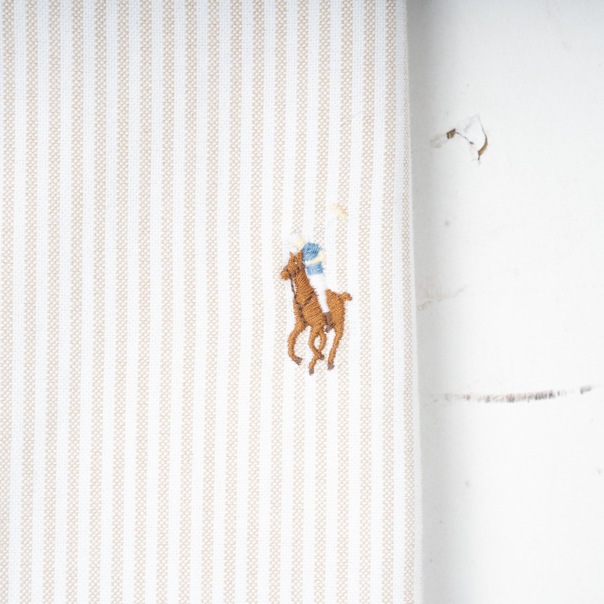 Ralph Lauren Overhemd Beige Streep | Slim Fit Oxford