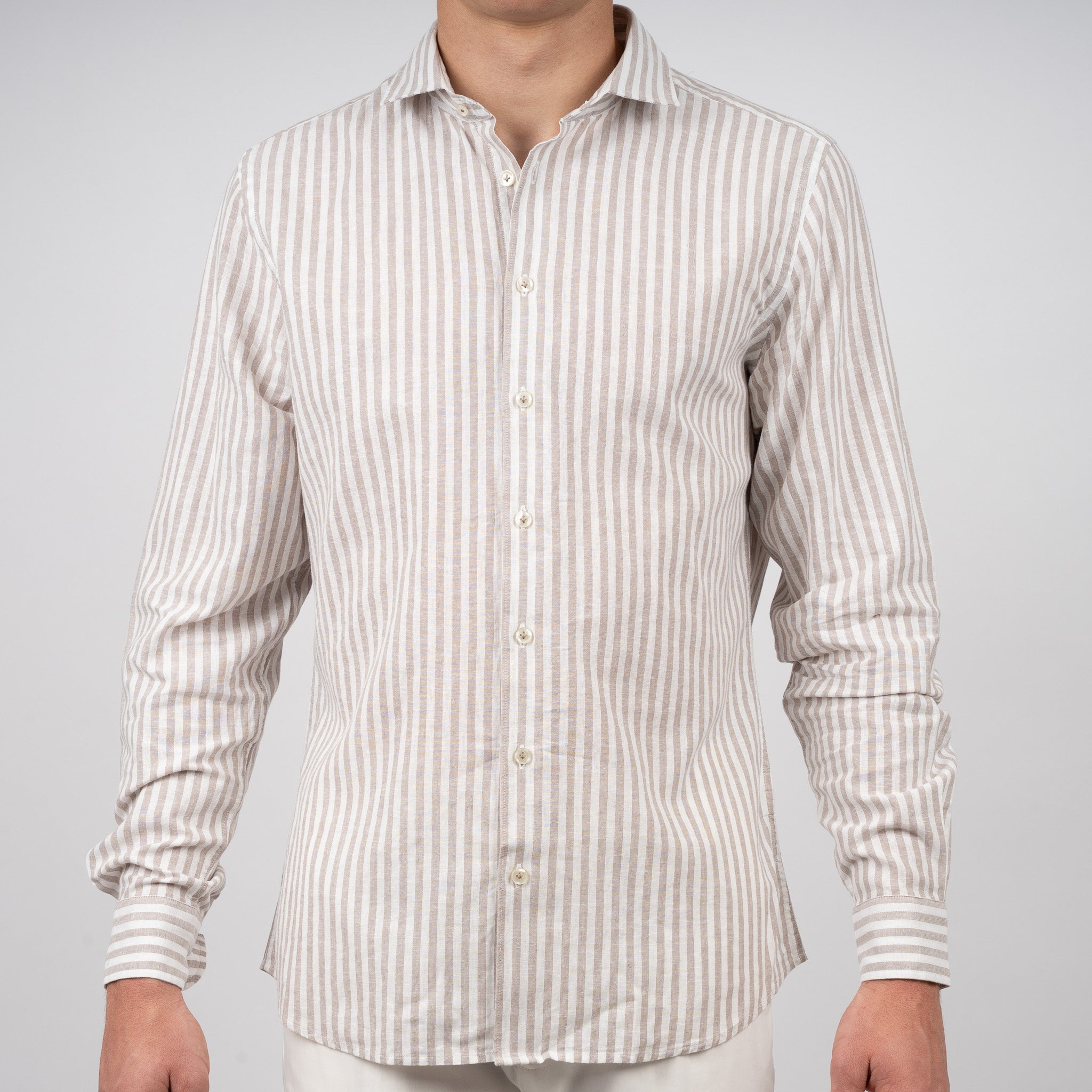 SEVEN DIALS Linnen Overhemd Beige Streep | Jerred