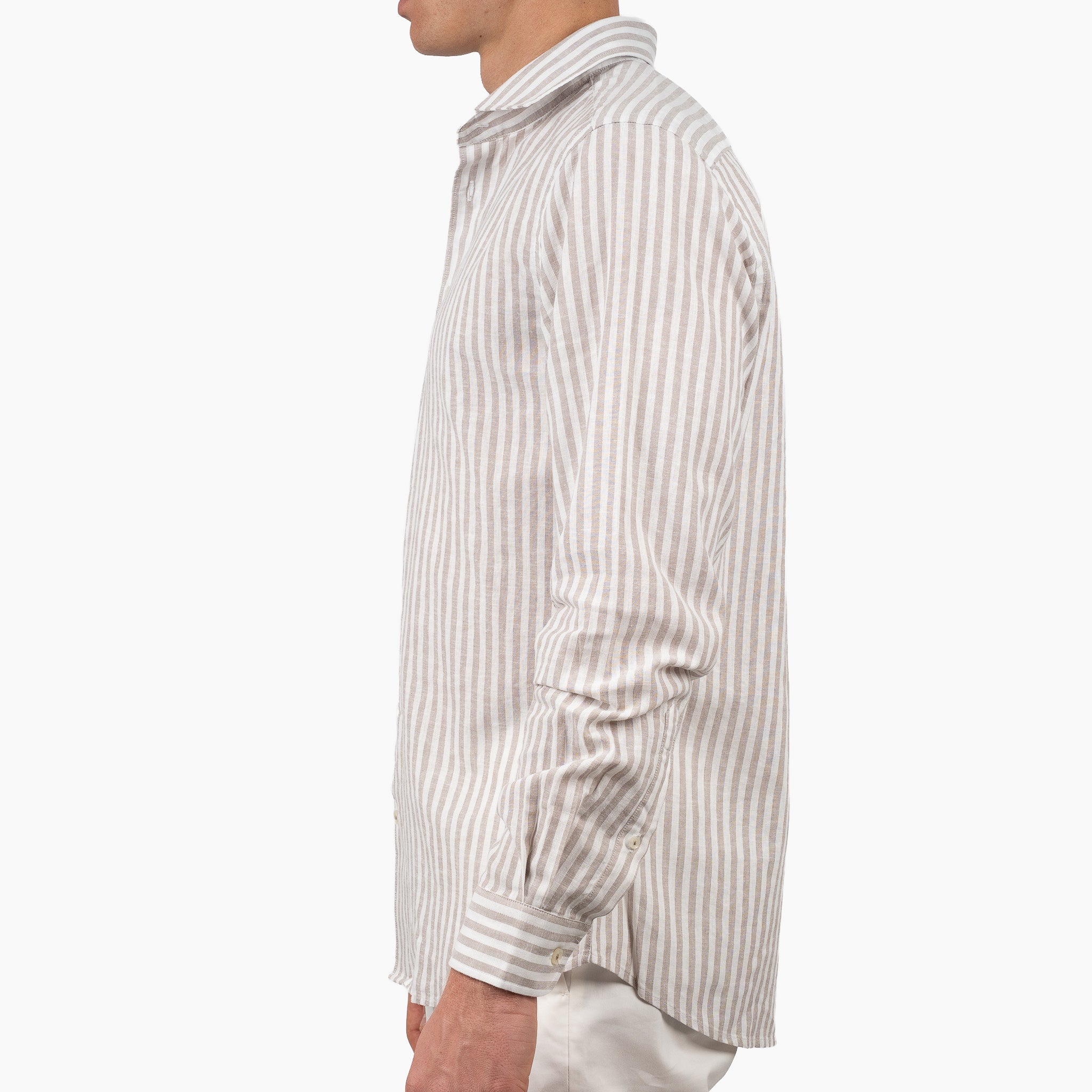 SEVEN DIALS Linnen Overhemd Beige Streep | Jerred