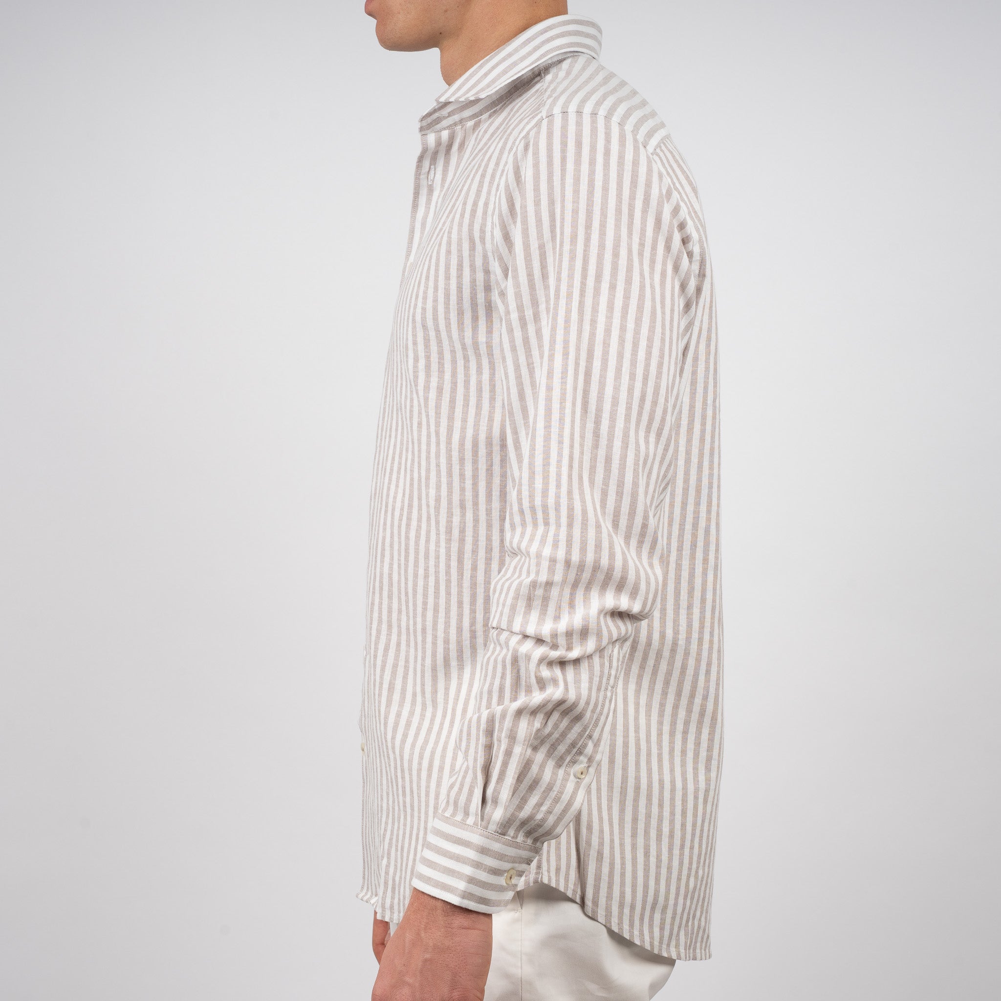 SEVEN DIALS Linnen Overhemd Beige Streep | Jerred