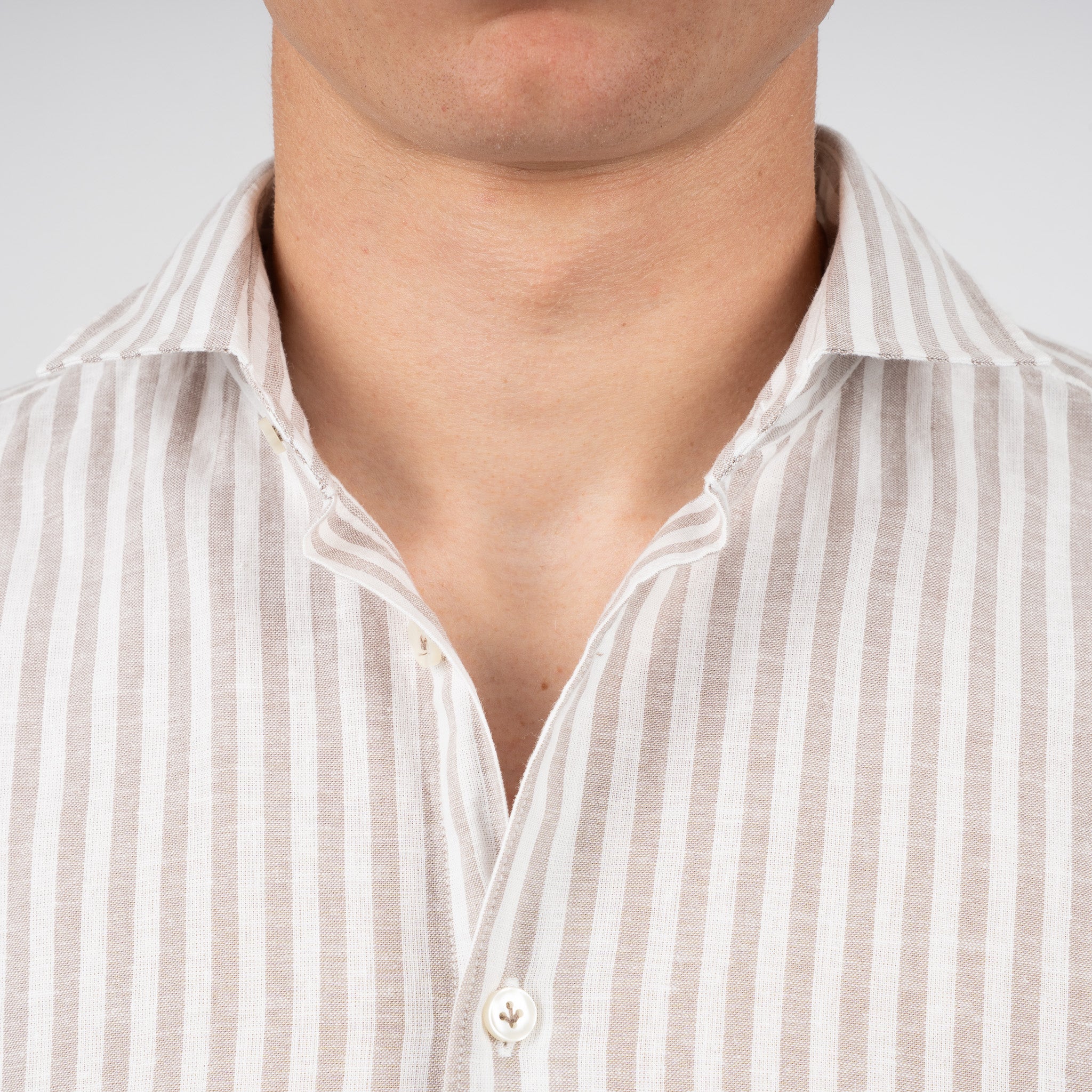 SEVEN DIALS Linnen Overhemd Beige Streep | Jerred