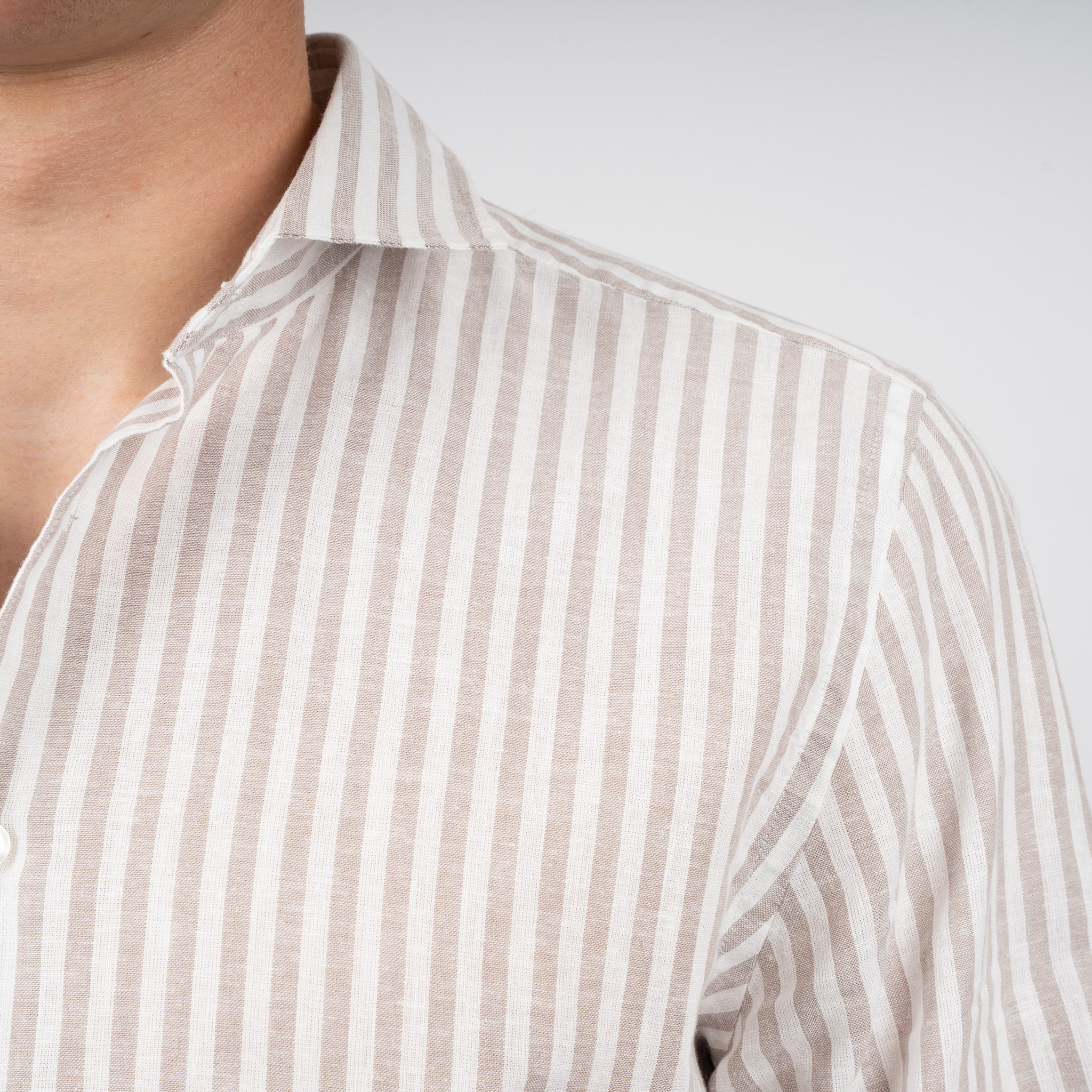 SEVEN DIALS Linnen Overhemd Beige Streep | Jerred