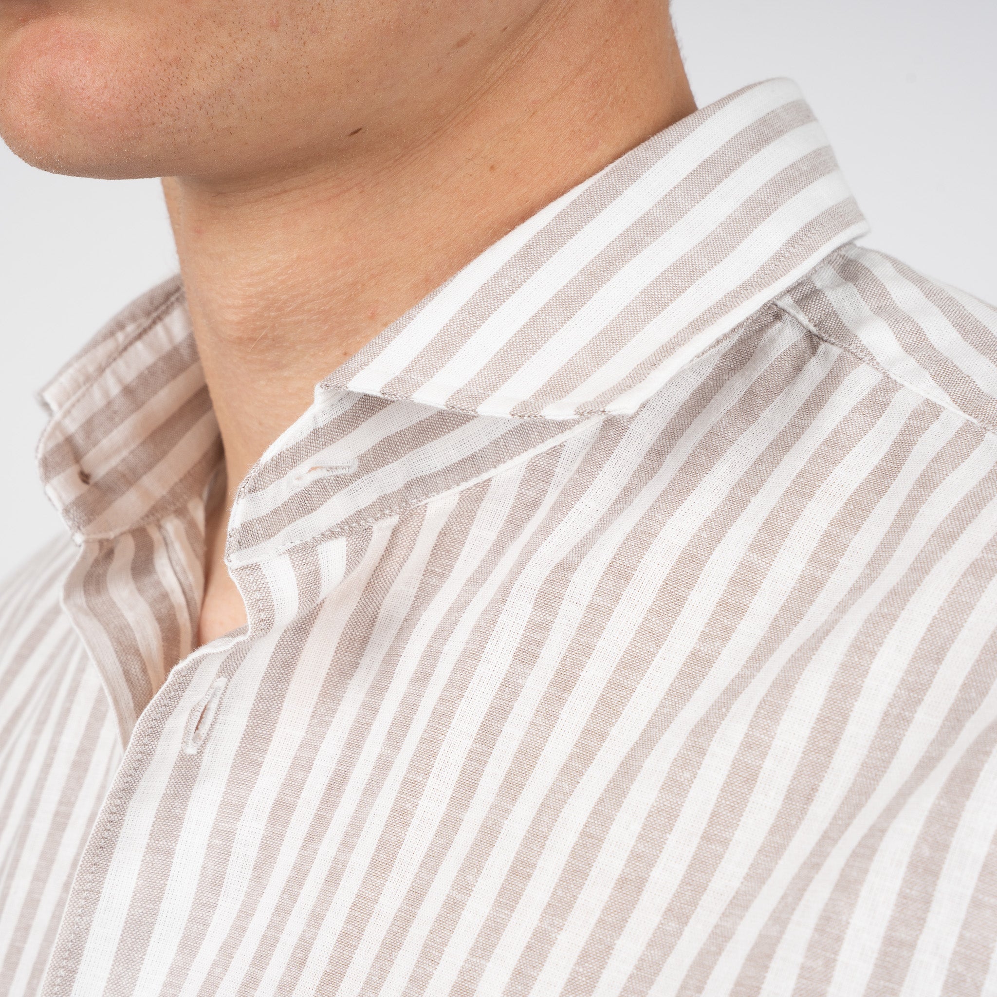 SEVEN DIALS Linnen Overhemd Beige Streep | Jerred